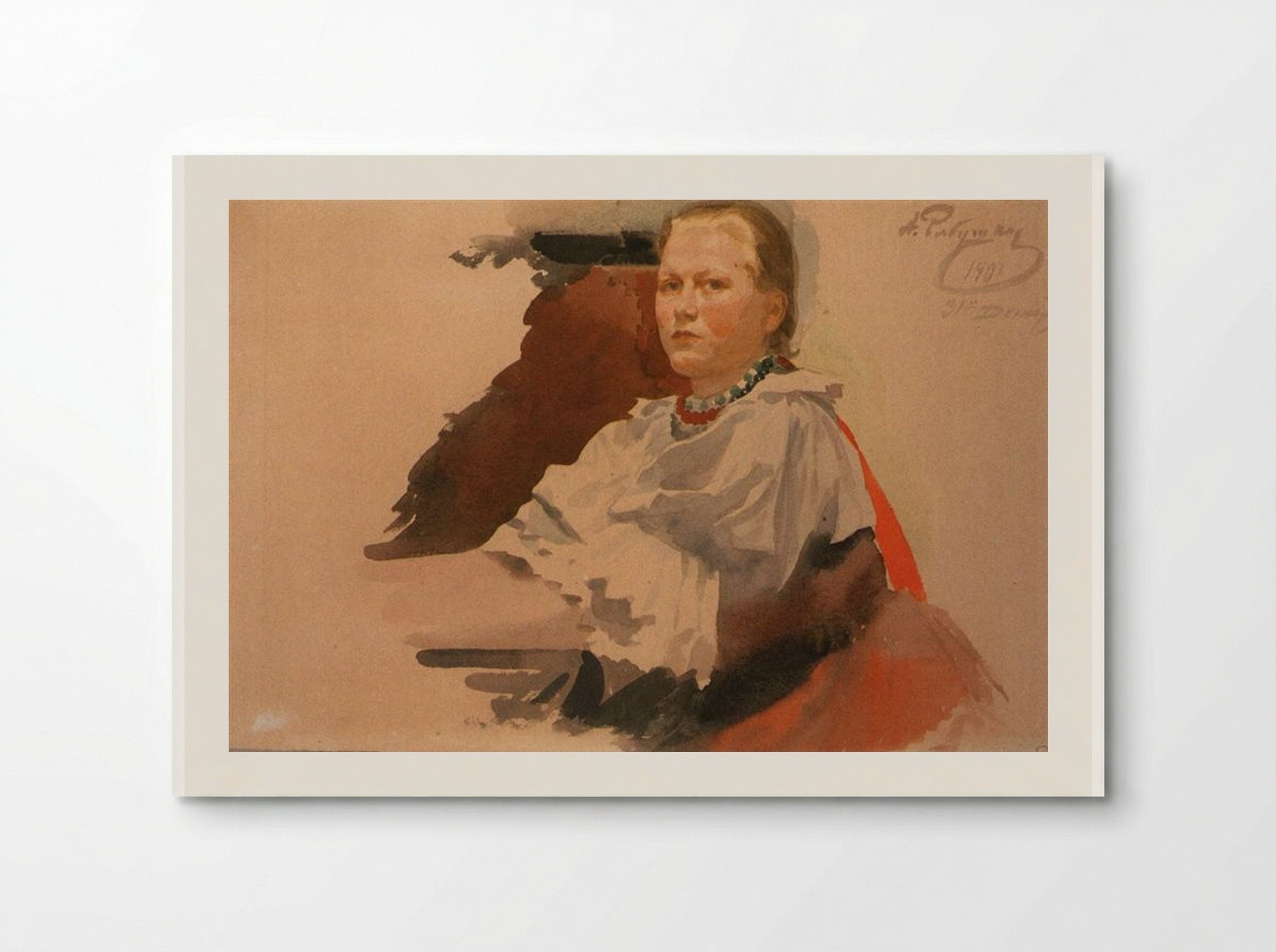 Woman in Novgorod Peasant Dress - Andrei Ryabushkin - Poster
