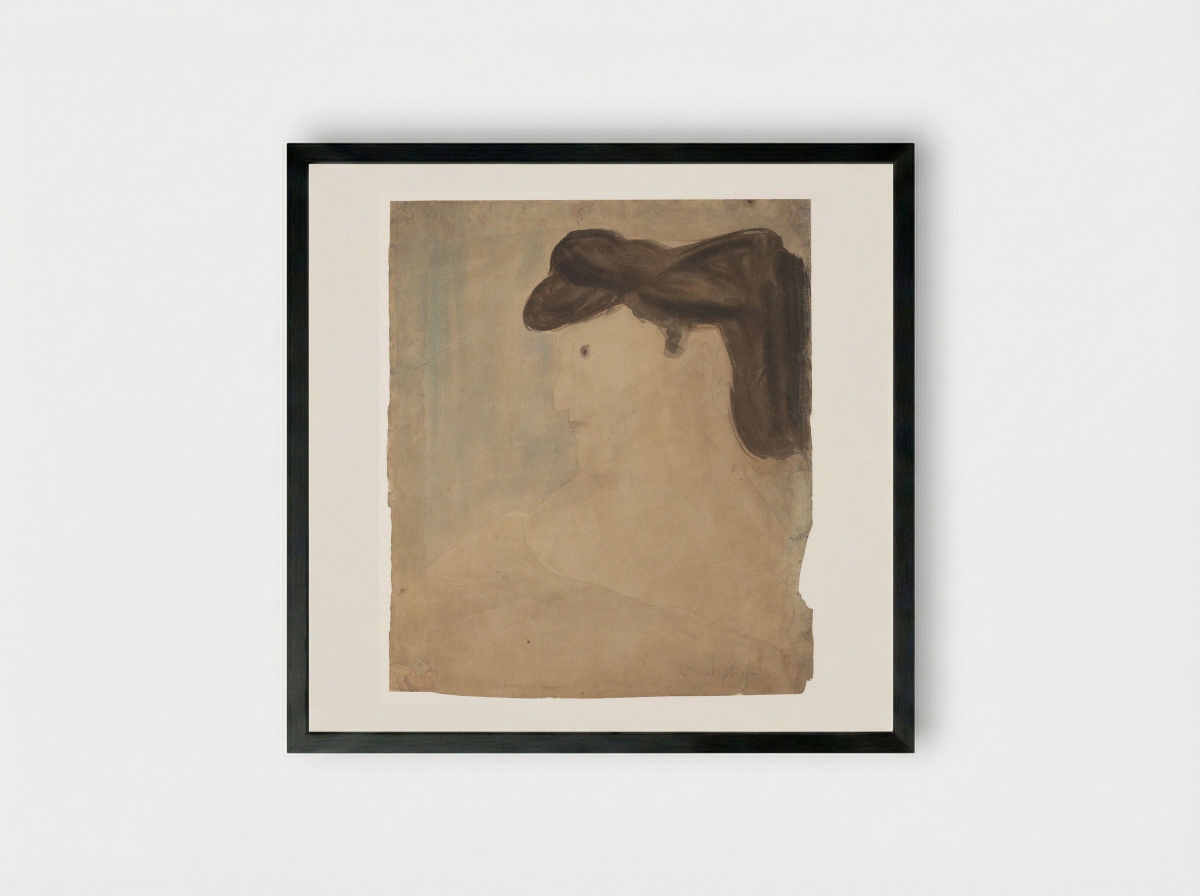 Woman in Profile - Amedeo Modigliani - Framed Print Black