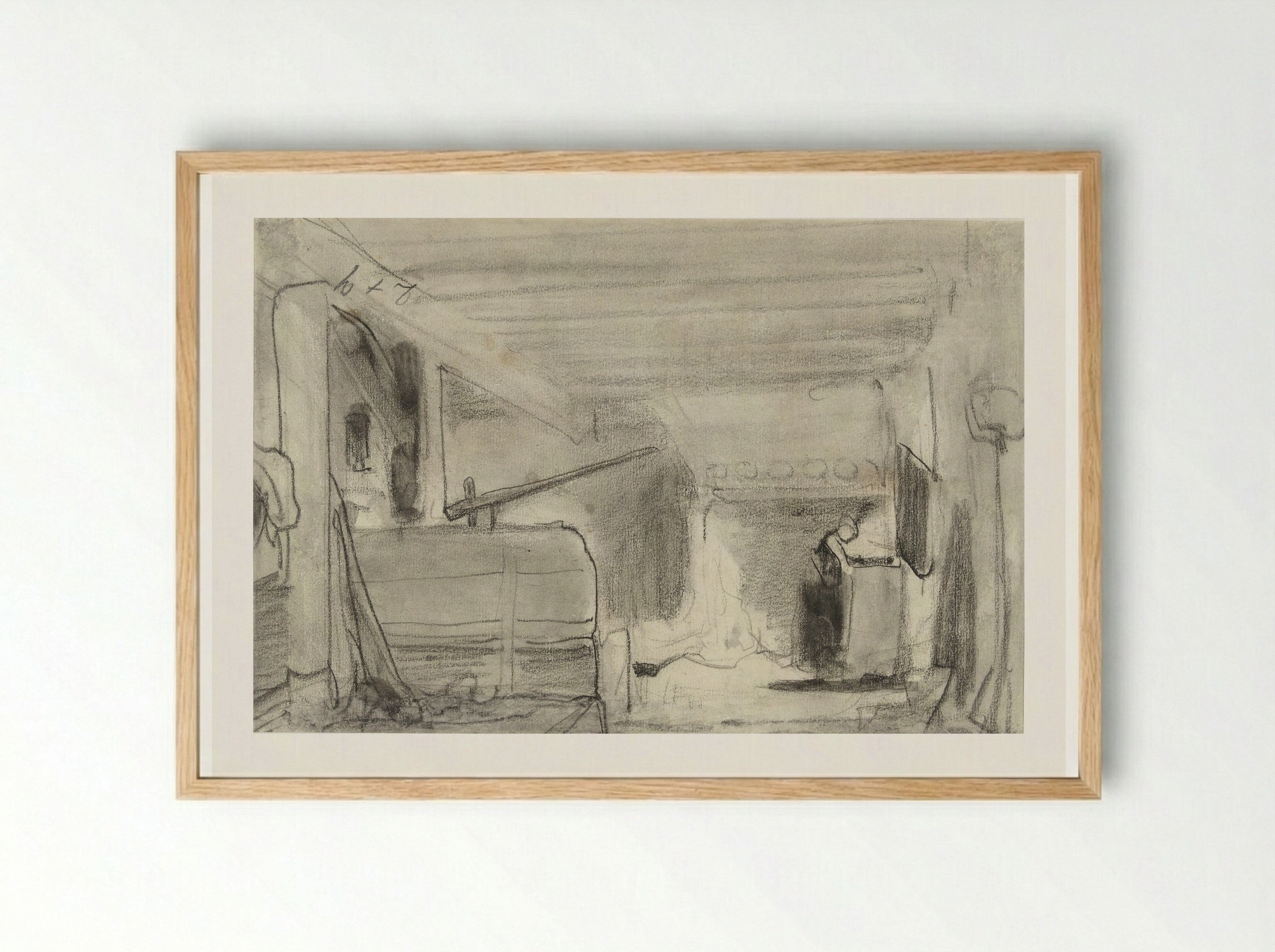 Woman in a Farmhouse Kitchen - Johannes Bosboom - Framed Print Wood