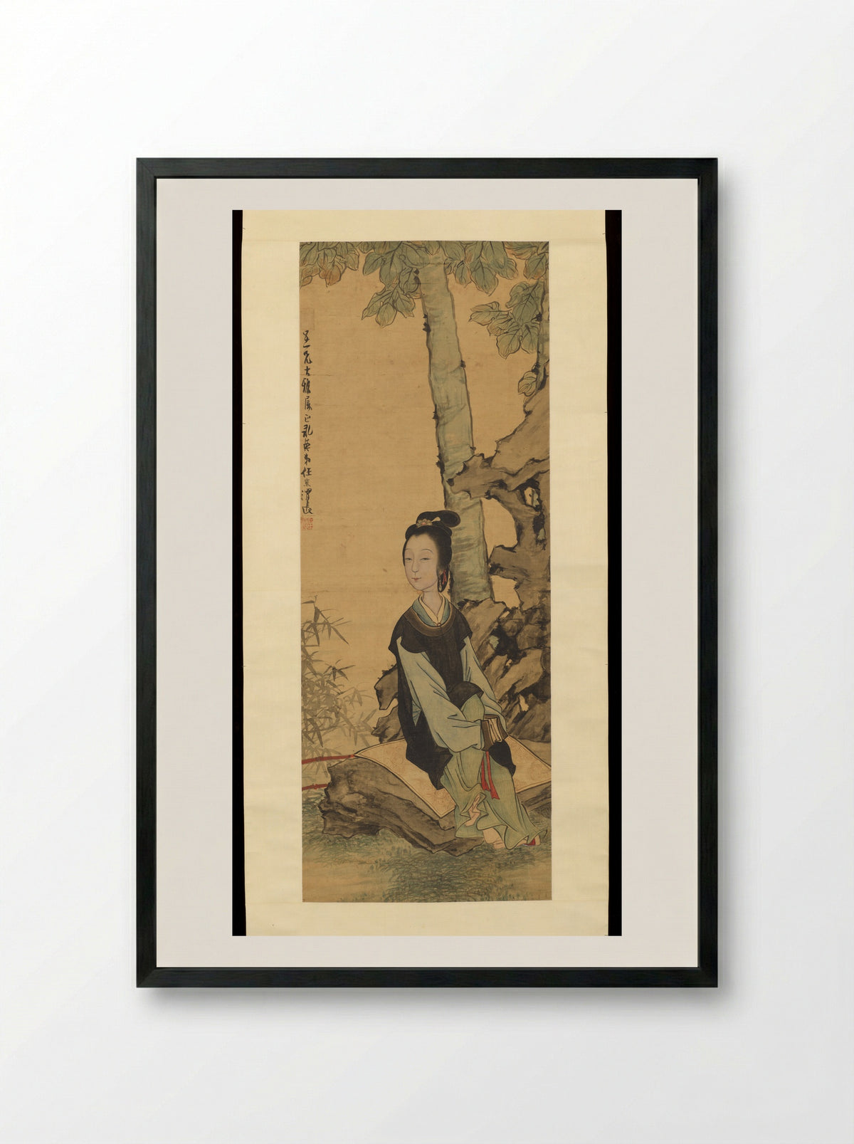 Woman in a Garden - Ren Xiong - Framed Print Black