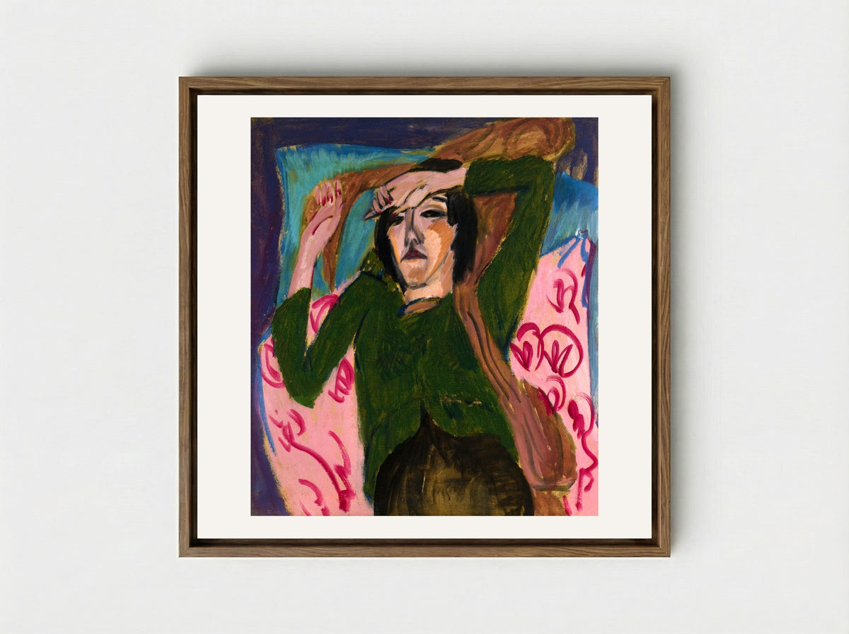 Woman in a Green Blouse - Ernst Ludwig Kirchner - Framed Canvas Wood