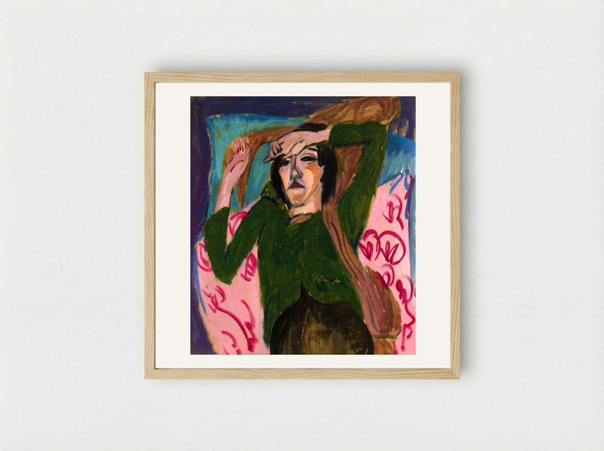 Woman in a Green Blouse - Ernst Ludwig Kirchner - Framed Print Wood