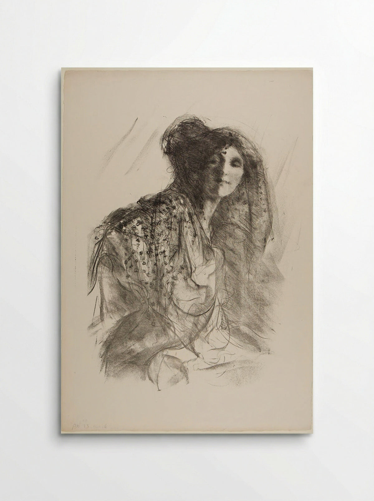 Woman in a Lace Mantilla - Albert Belleroche - Poster