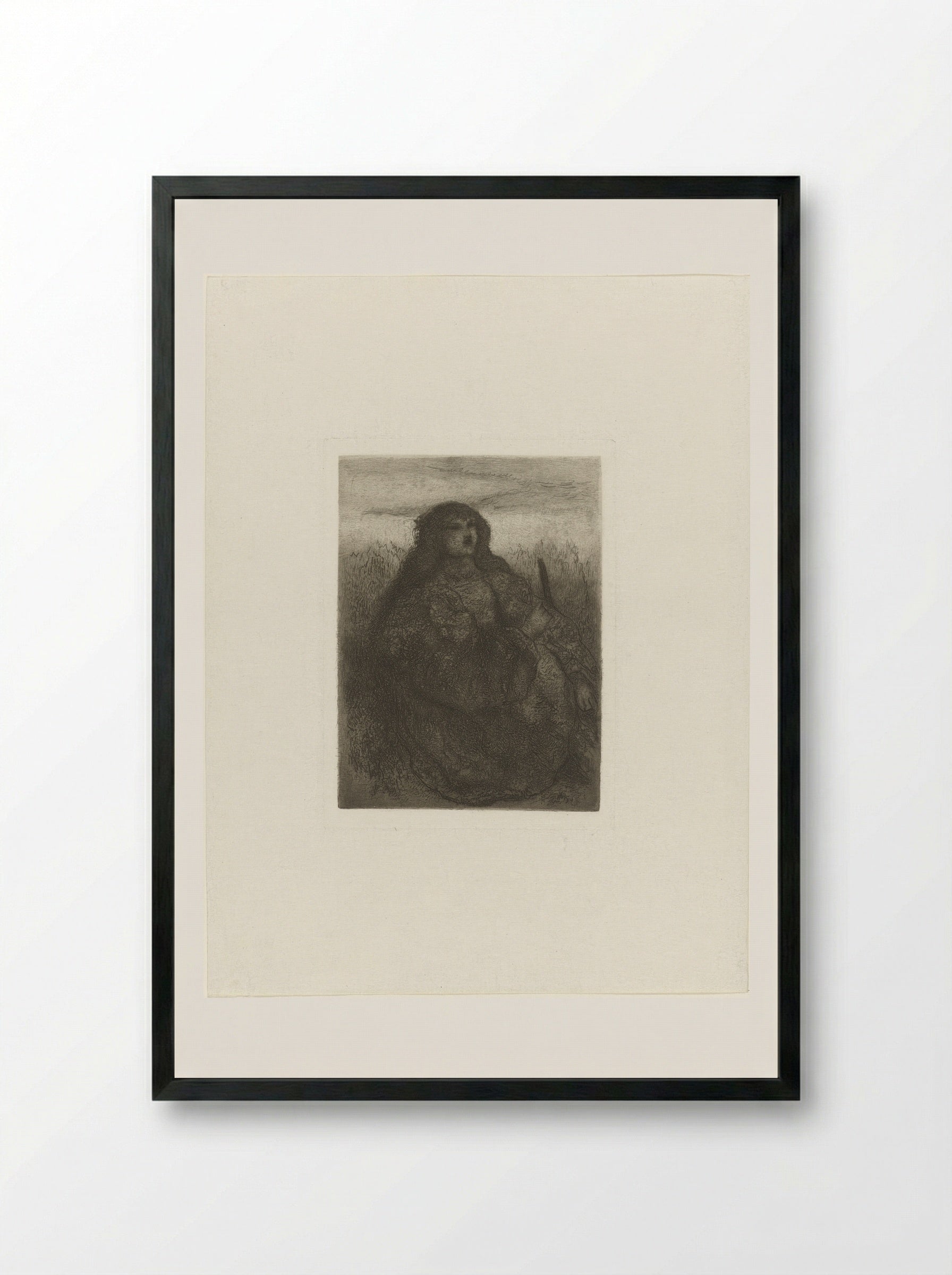 Woman in a Landscape - Matthijs Maris - Framed Print Black