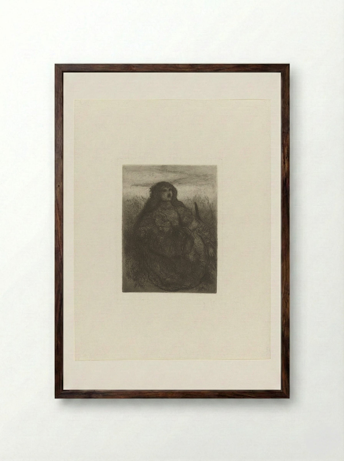 Woman in a Landscape - Matthijs Maris - Framed Print Dark Wood