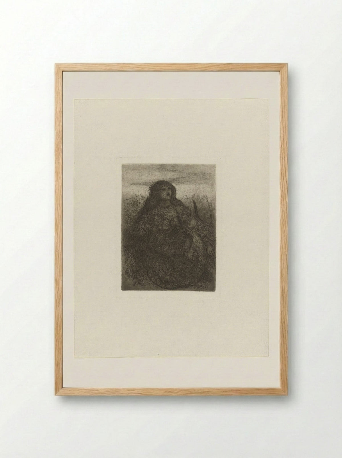 Woman in a Landscape - Matthijs Maris - Framed Print Wood