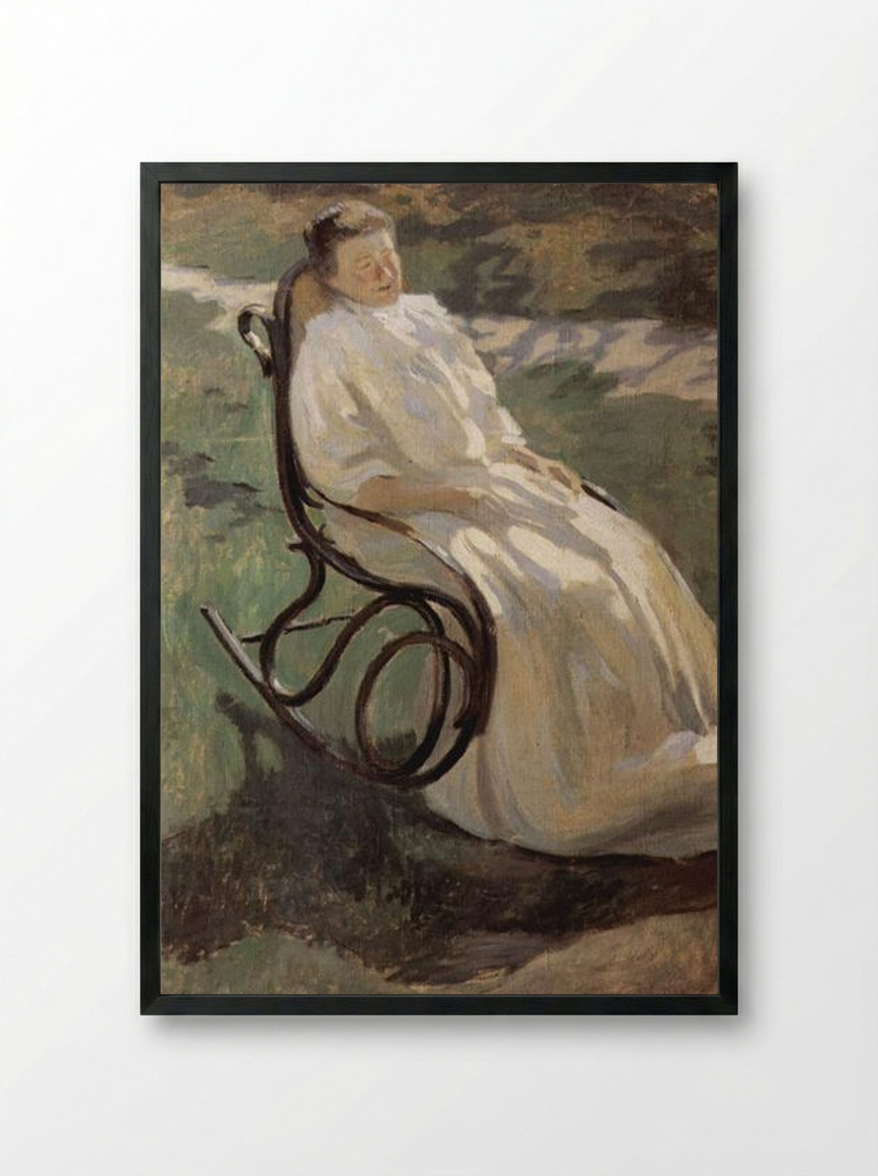 Woman in a Rocking Chair - Victor Borisov-Musatov - Framed Print Black