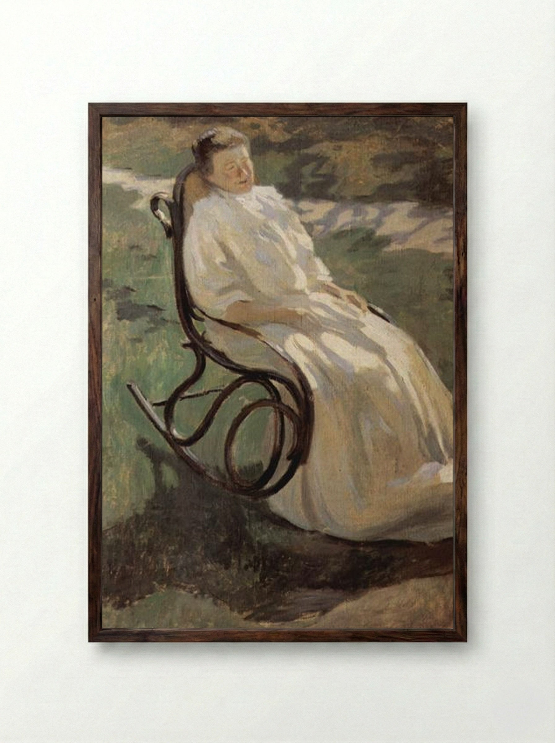 Woman in a Rocking Chair - Victor Borisov-Musatov - Framed Print Dark Wood