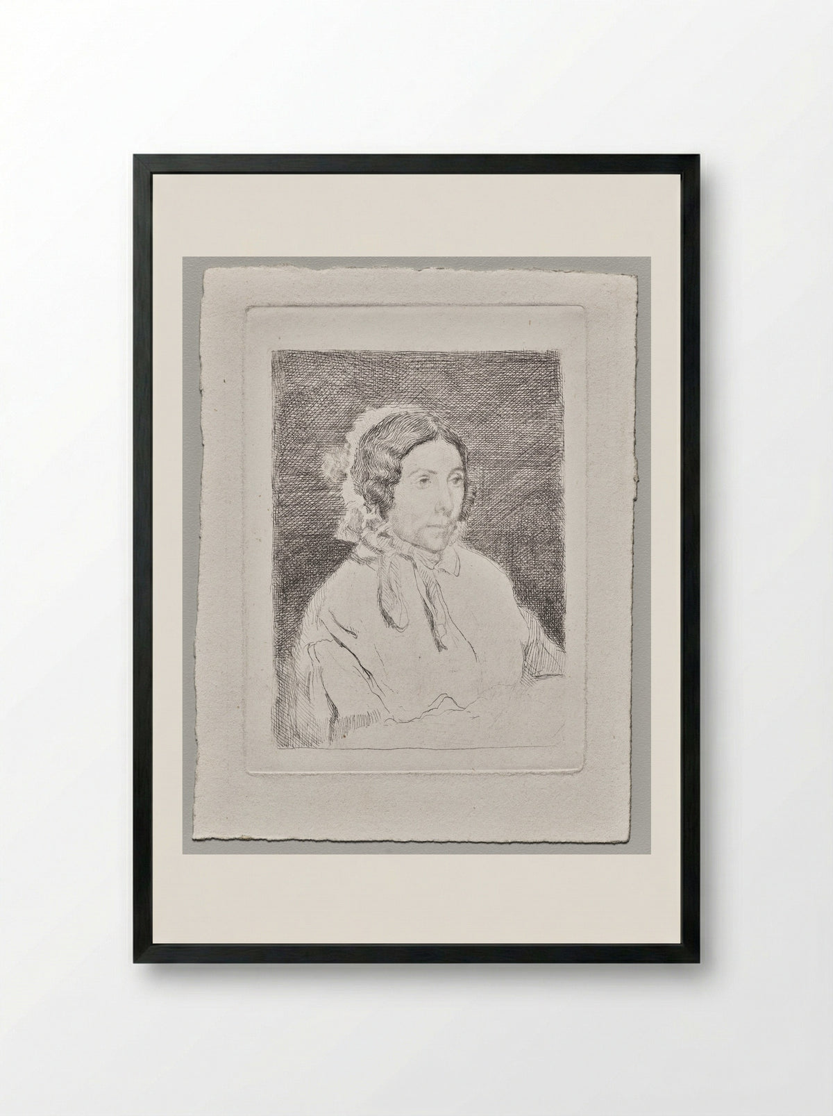 Woman in a Ruffled Cap - Edgar Degas - Framed Print Black