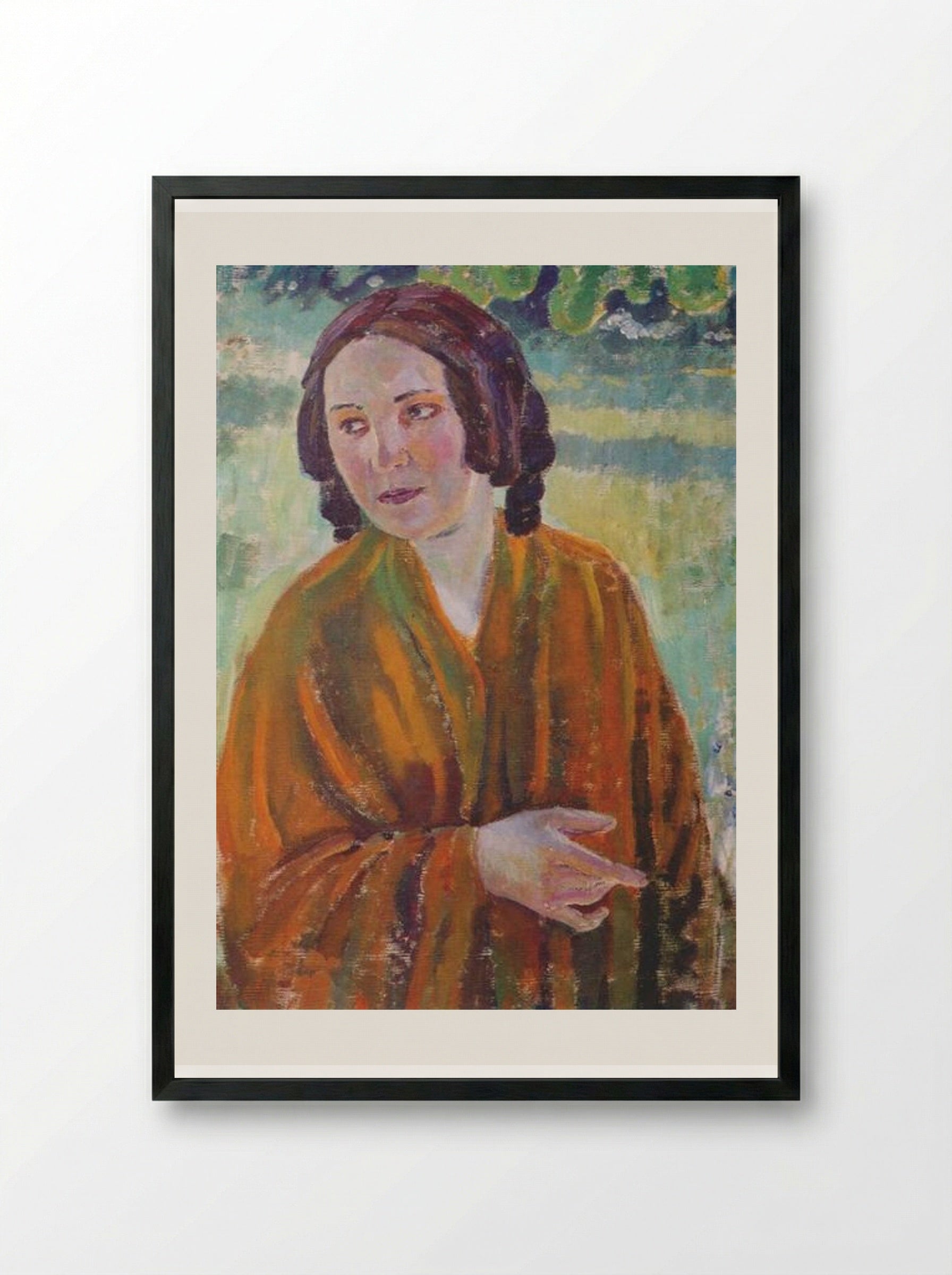 Woman in a Yellow Shawl - Victor Borisov-Musatov - Framed Print Black