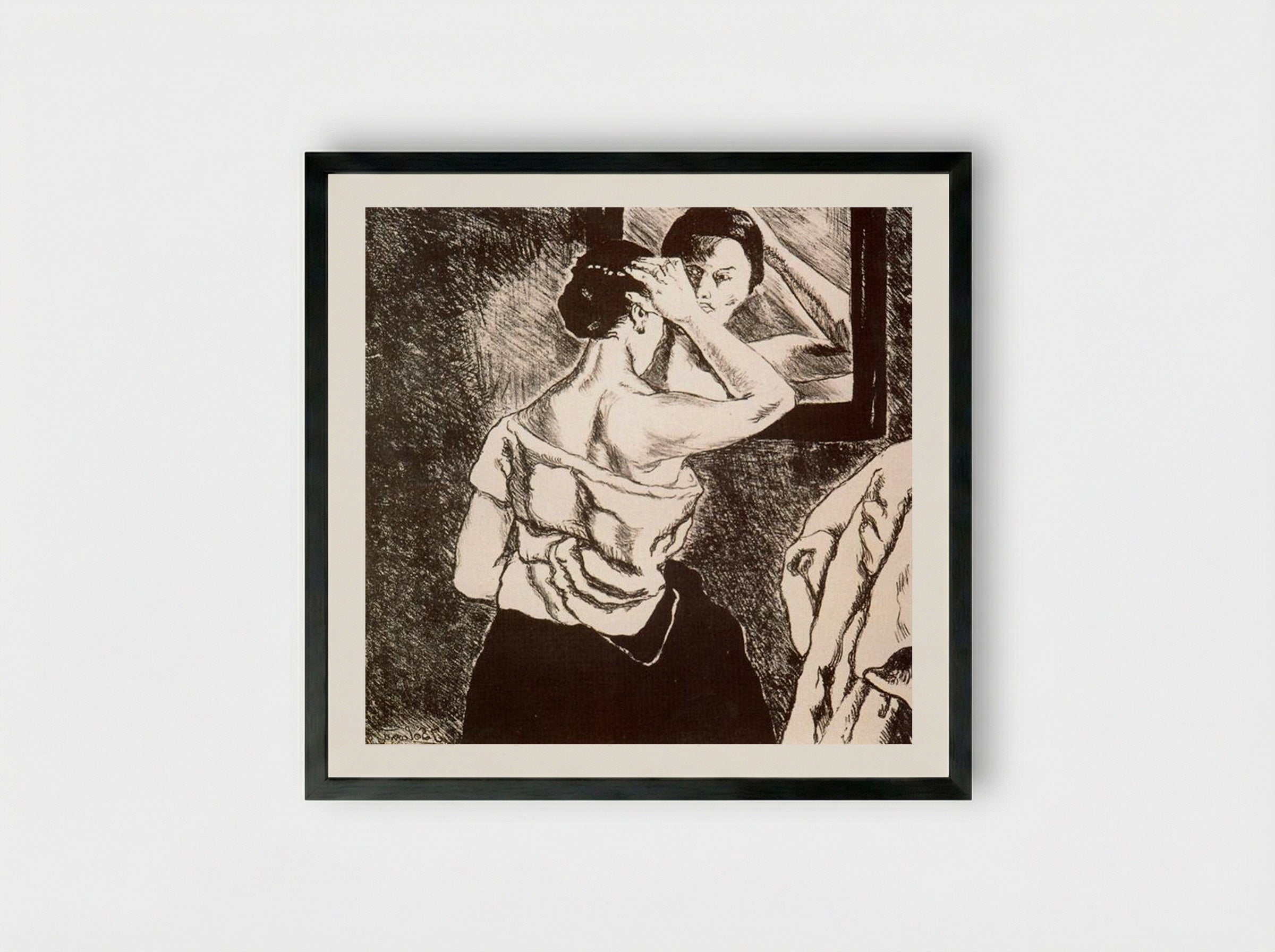 Woman in the Mirror - José Gutiérrez Solana - Framed Print Black
