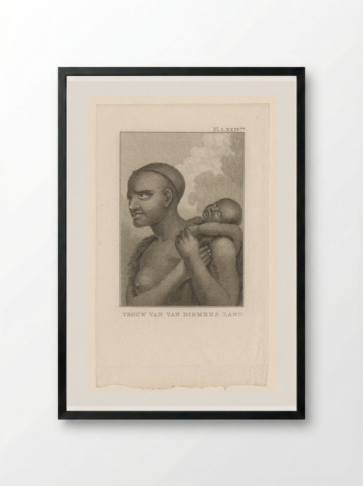 Woman of Van Diemen's Land with Child - Diverse Vervaardigers - Framed Print Black