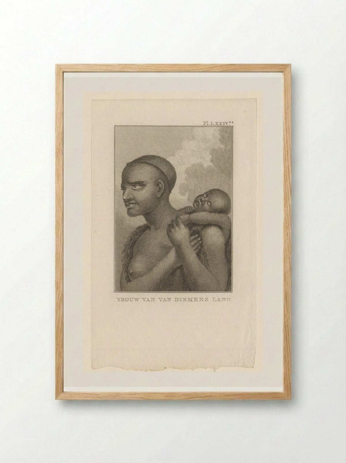 Woman of Van Diemen's Land with Child - Diverse Vervaardigers - Framed Print Wood