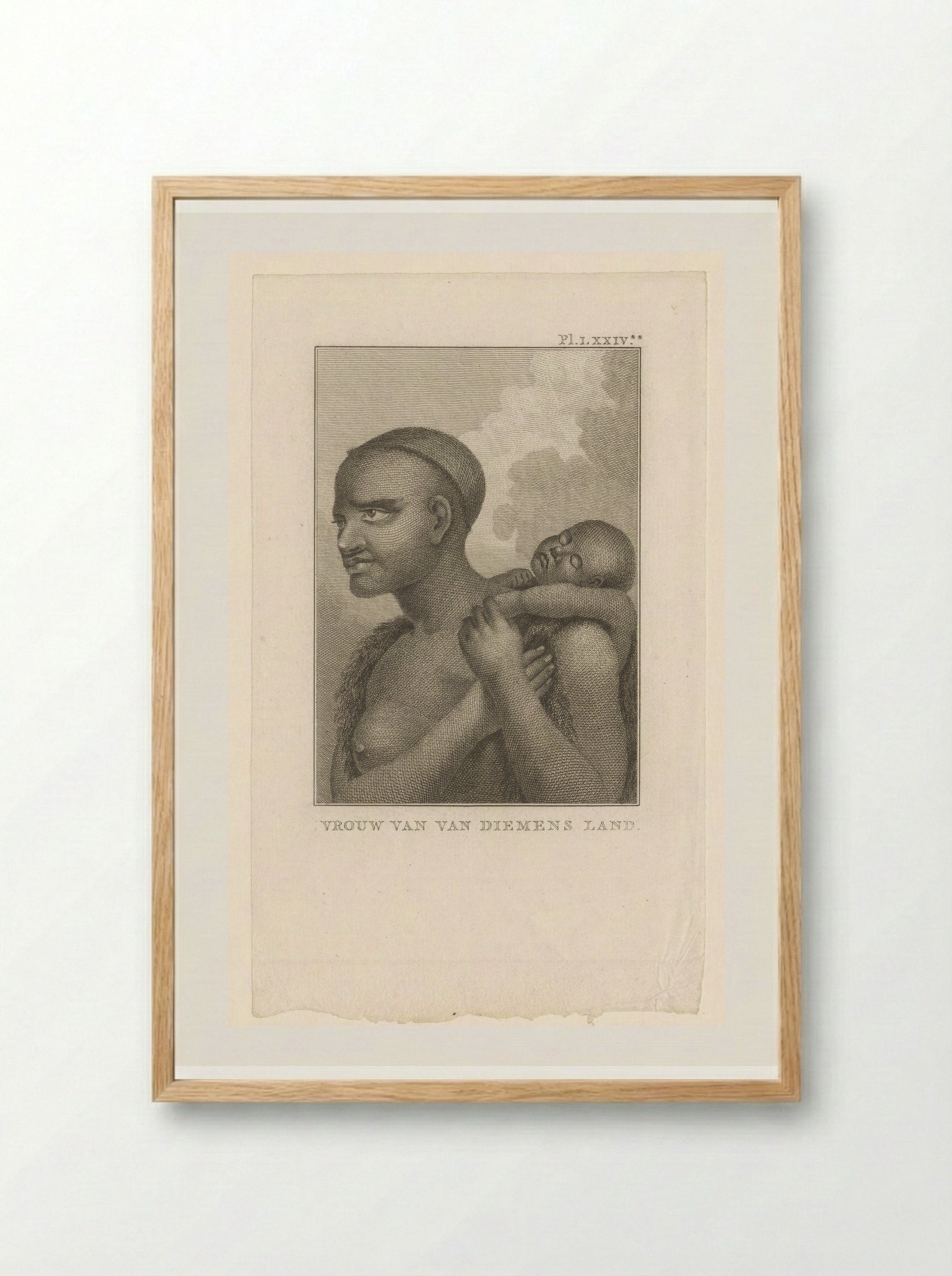 Woman of Van Diemen's Land with Child - Diverse Vervaardigers - Framed Print Wood