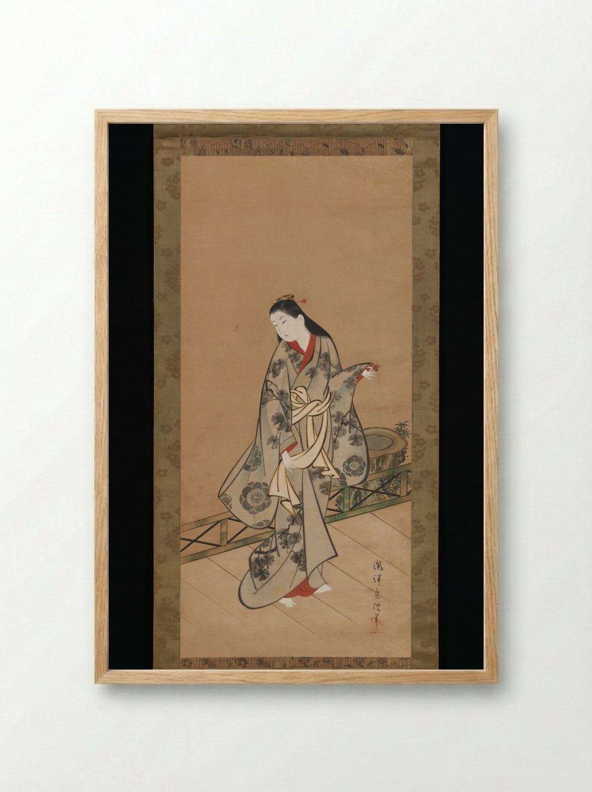 Woman on Veranda - Takizawa Shigenobu - Framed Print Wood
