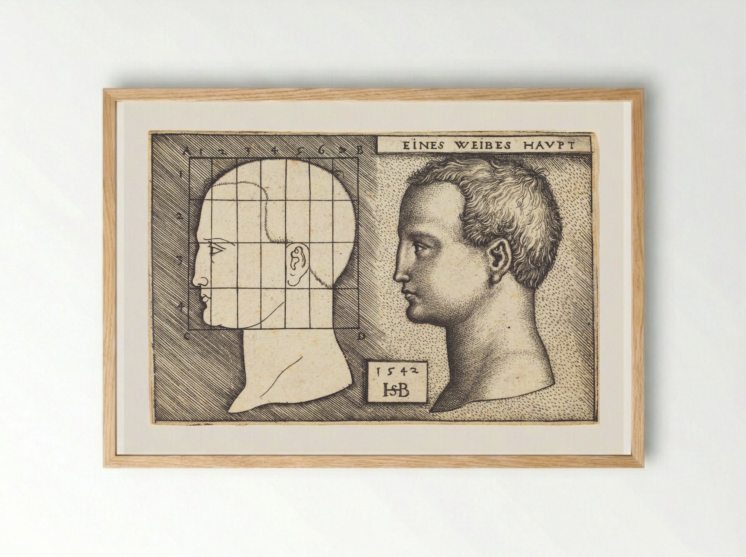 Woman's Head (Eines Weibes Havpt) - Sebald Beham - Framed Print Wood