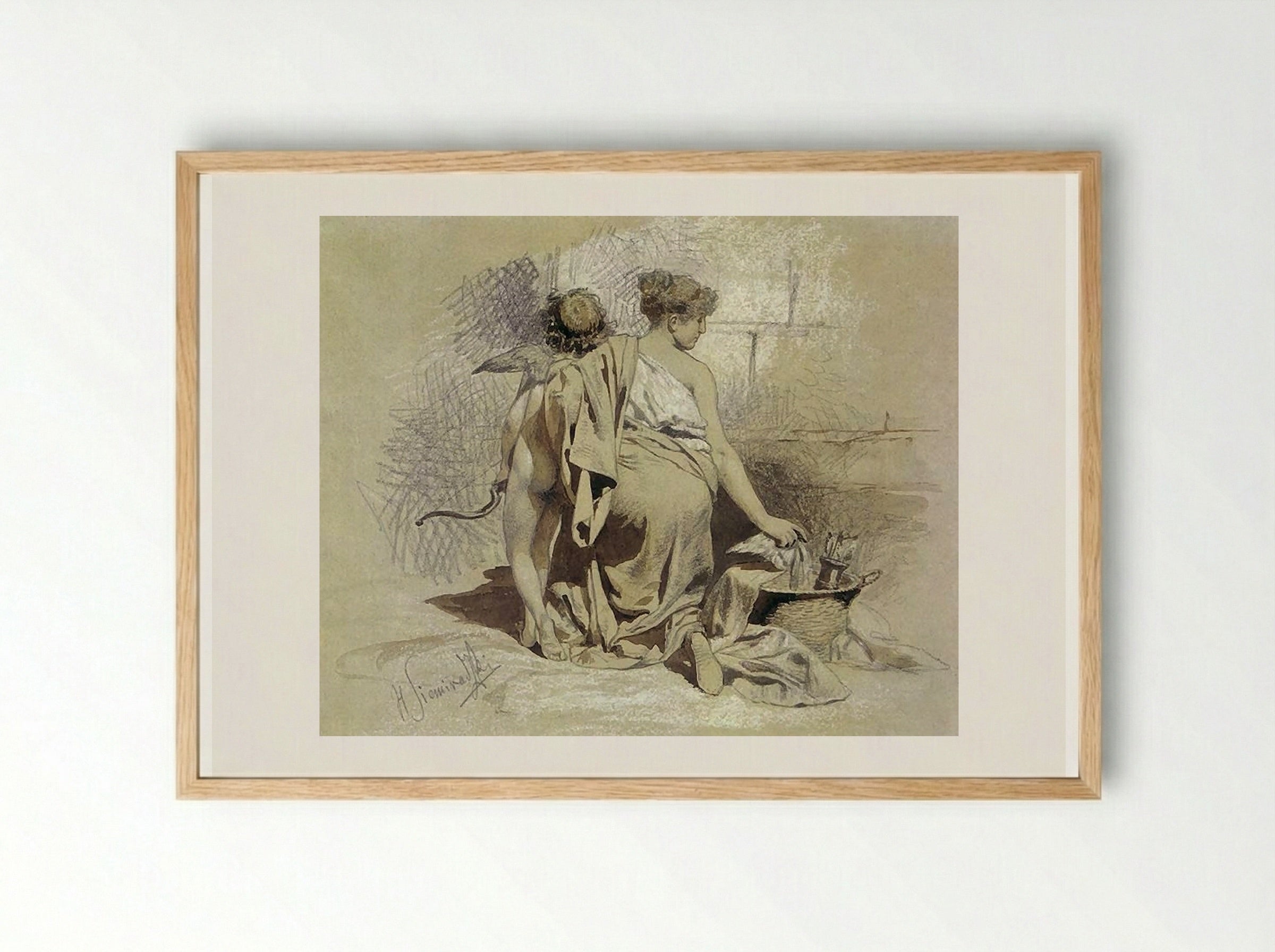 Woman with Amours - Henryk Siemiradzki - Framed Print Wood