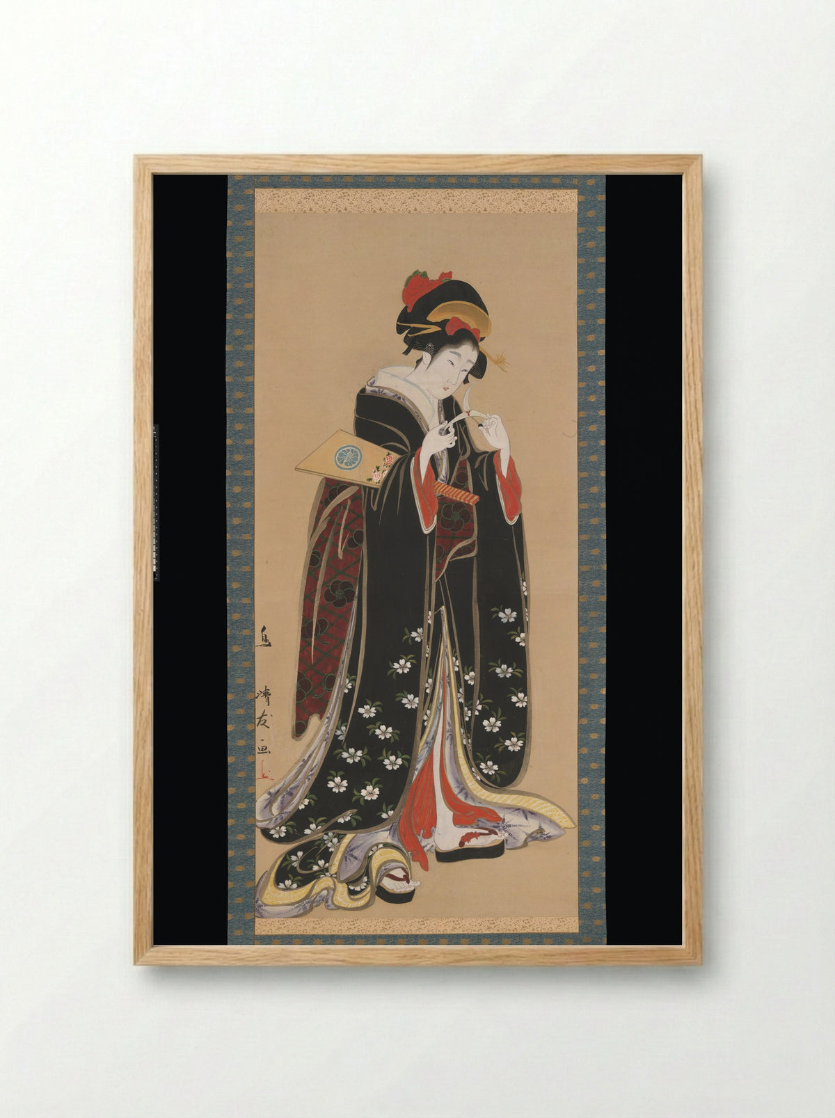 Woman with Battledore and Shuttlecock - Torii Kiyotomo - Framed Print Wood