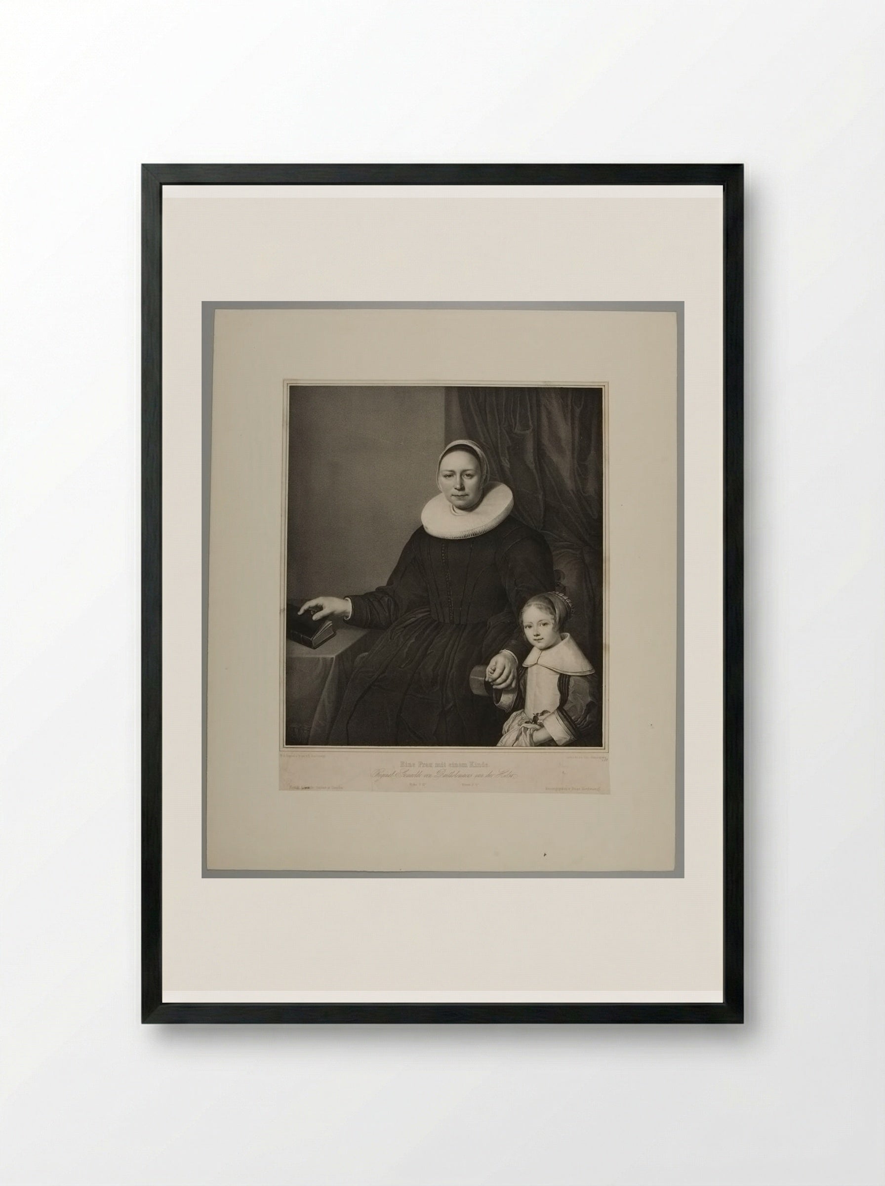 Woman with Child - Franz Hanfstaengl - Framed Print Black