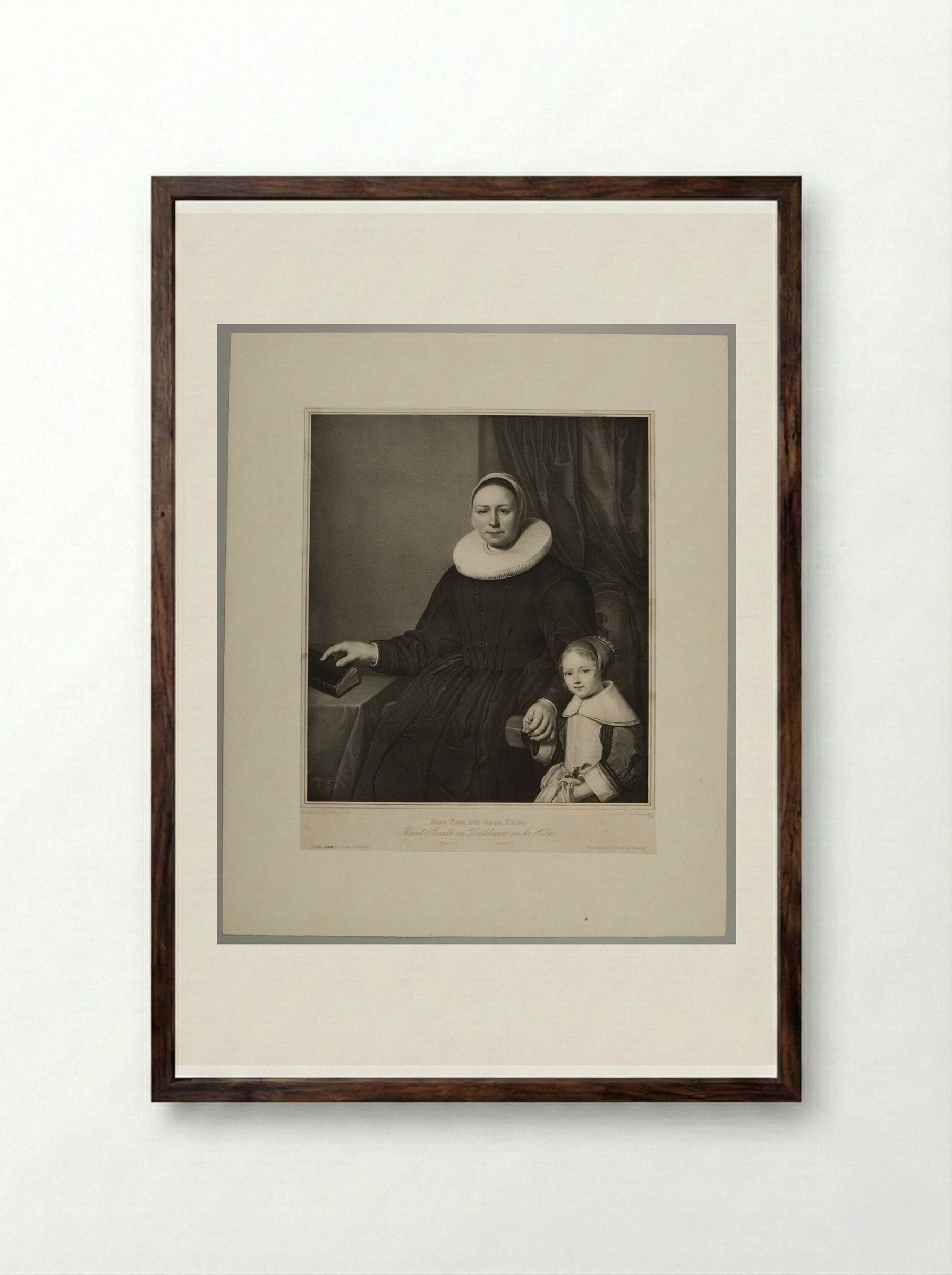 Woman with Child - Franz Hanfstaengl - Framed Print Dark Wood