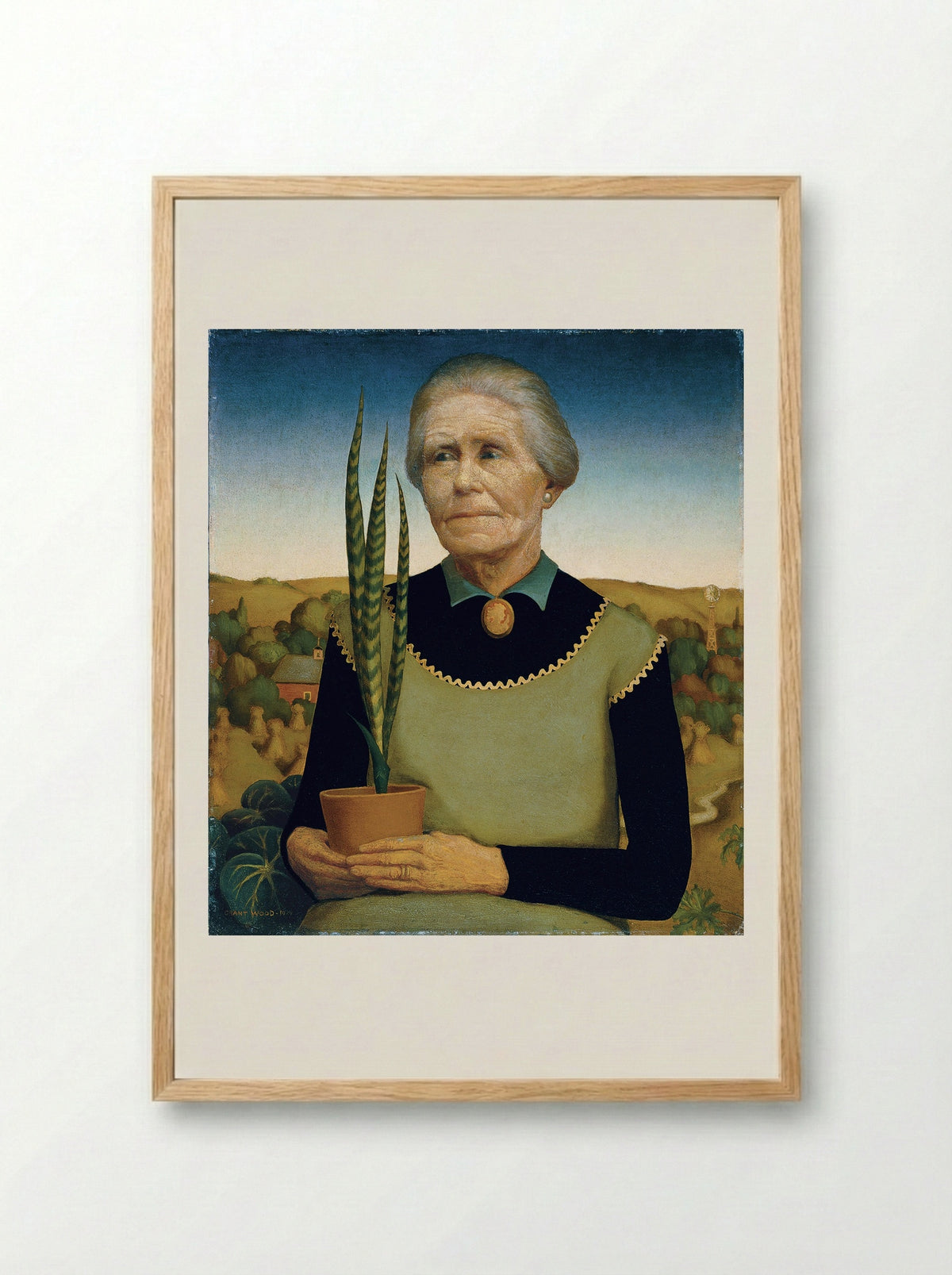 Woman with Plants - Grant Wood - Framed Print Wood