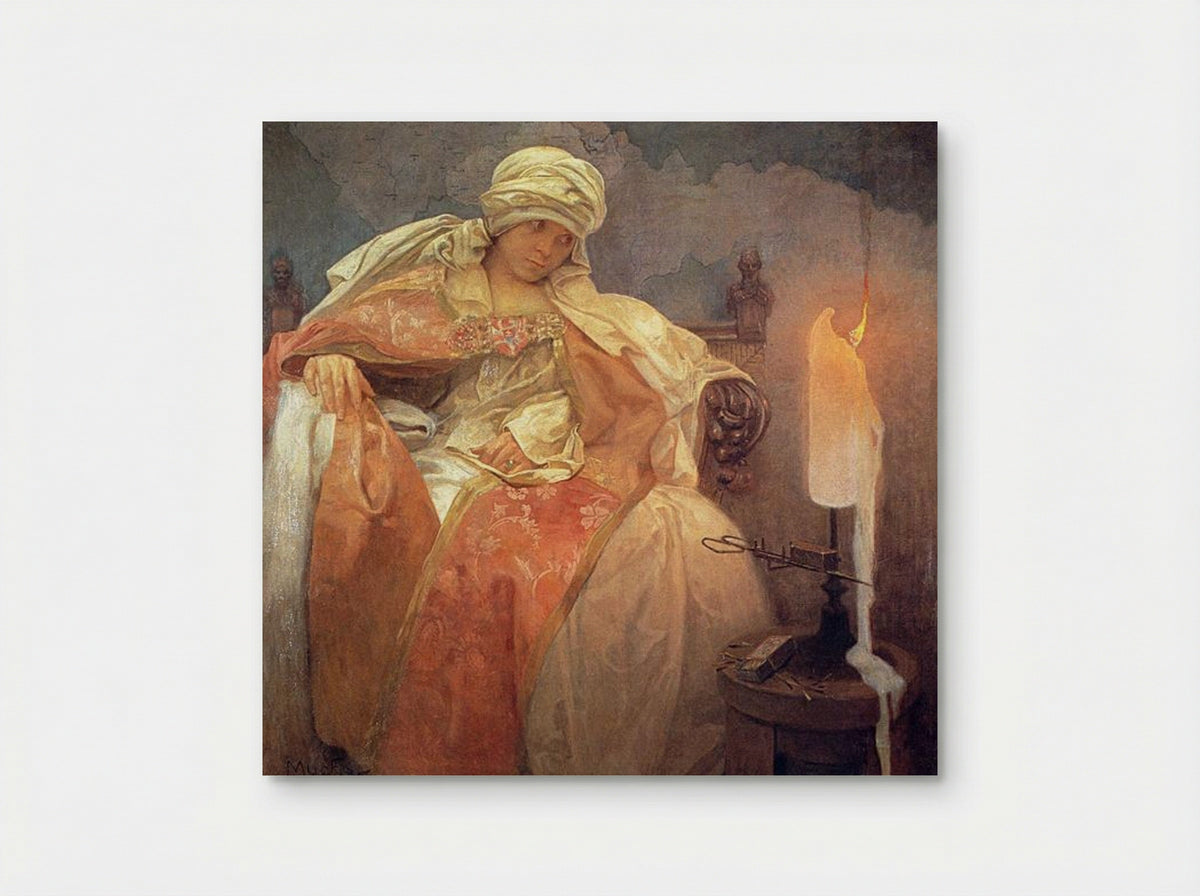 Woman with a Burning Candle - Alphonse Mucha - Poster