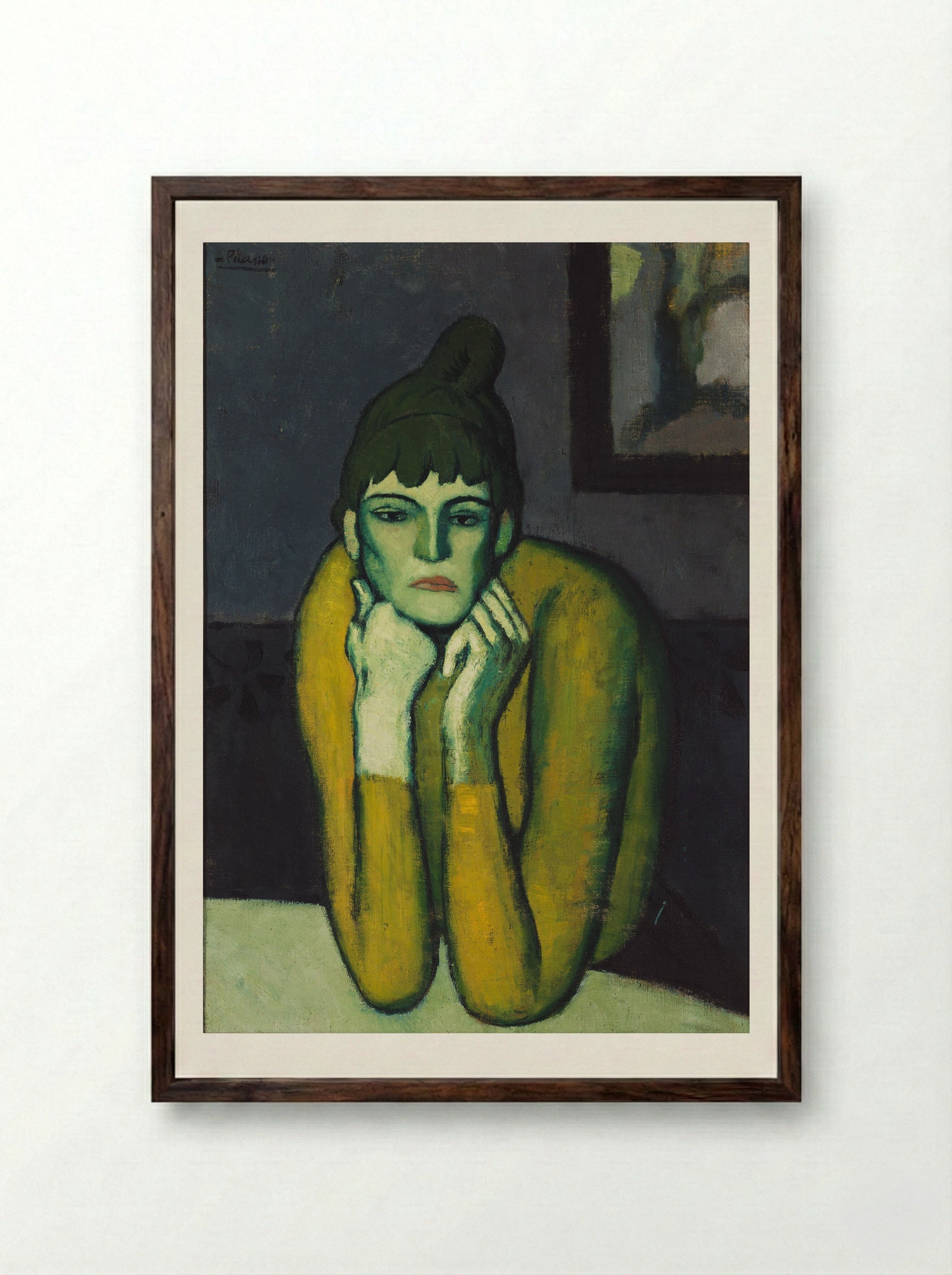 Woman with a Chignon - Pablo Picasso - Framed Print Dark Wood