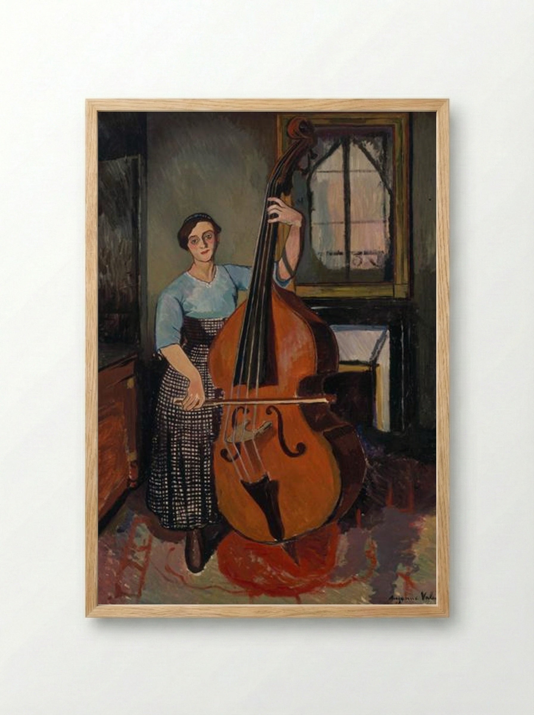 Woman with a Double Bass - Suzanne Valadon - Framed Print Wood