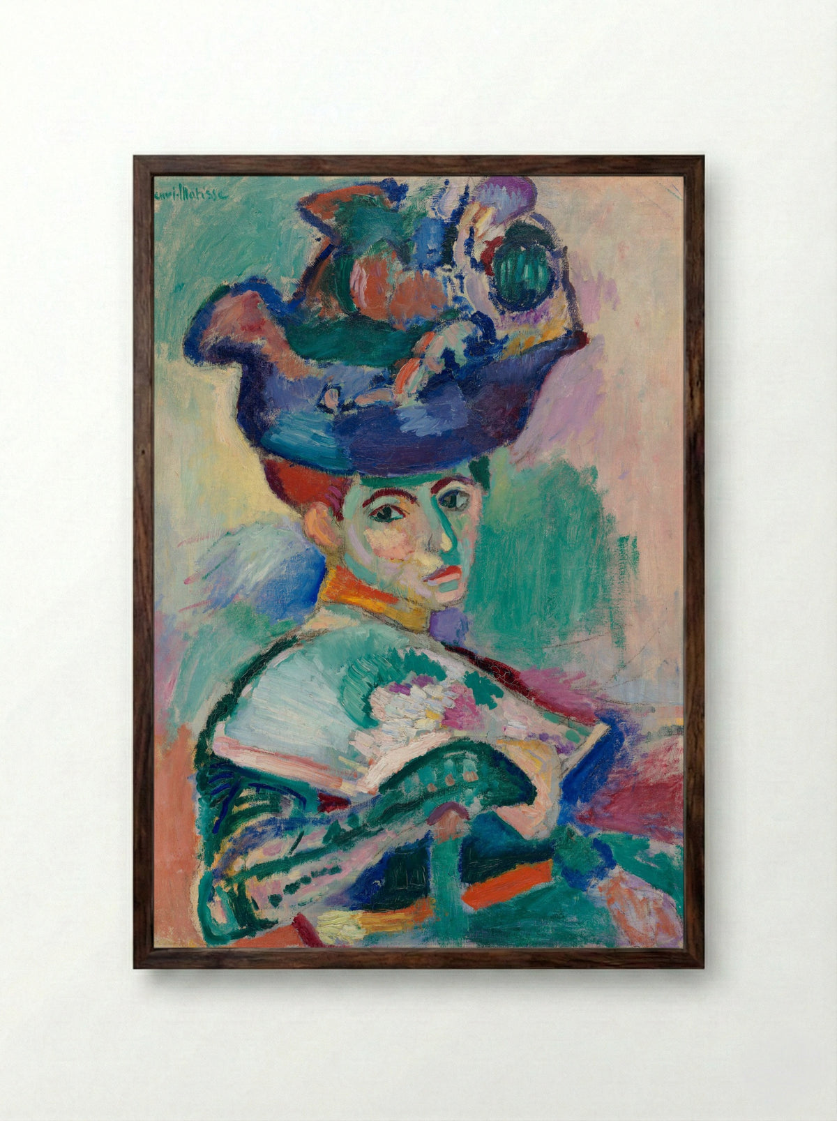 Woman with a Hat - Henri Matisse - Framed Print Dark Wood