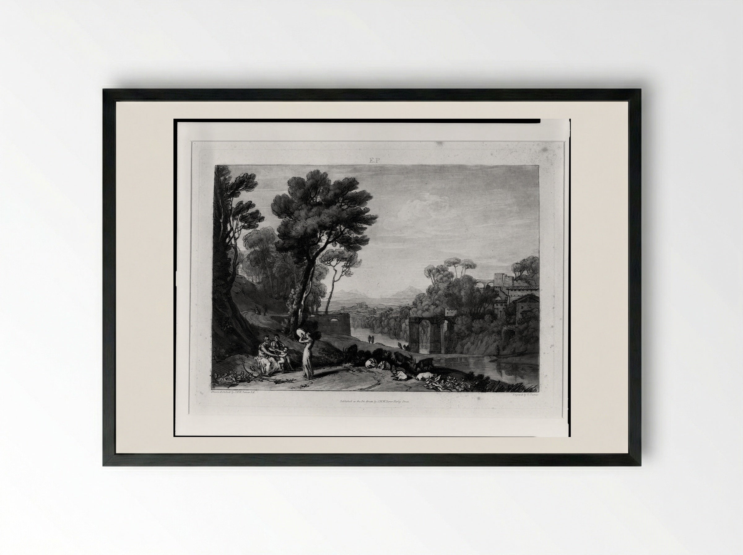 Woman with a Tambourine - Charles Turner - Framed Print Black