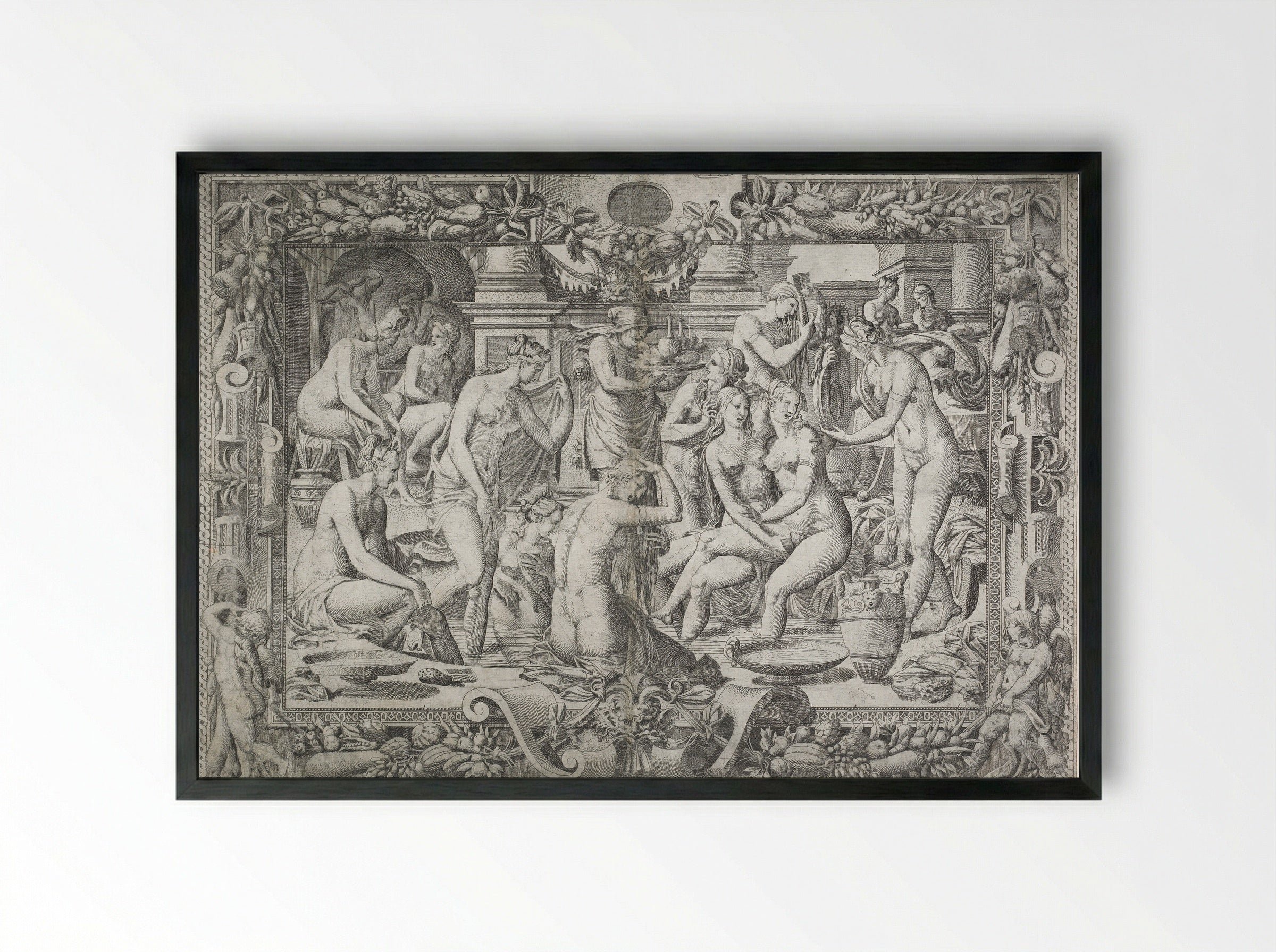 Women Bathing - Jean Mignon - Framed Print Black