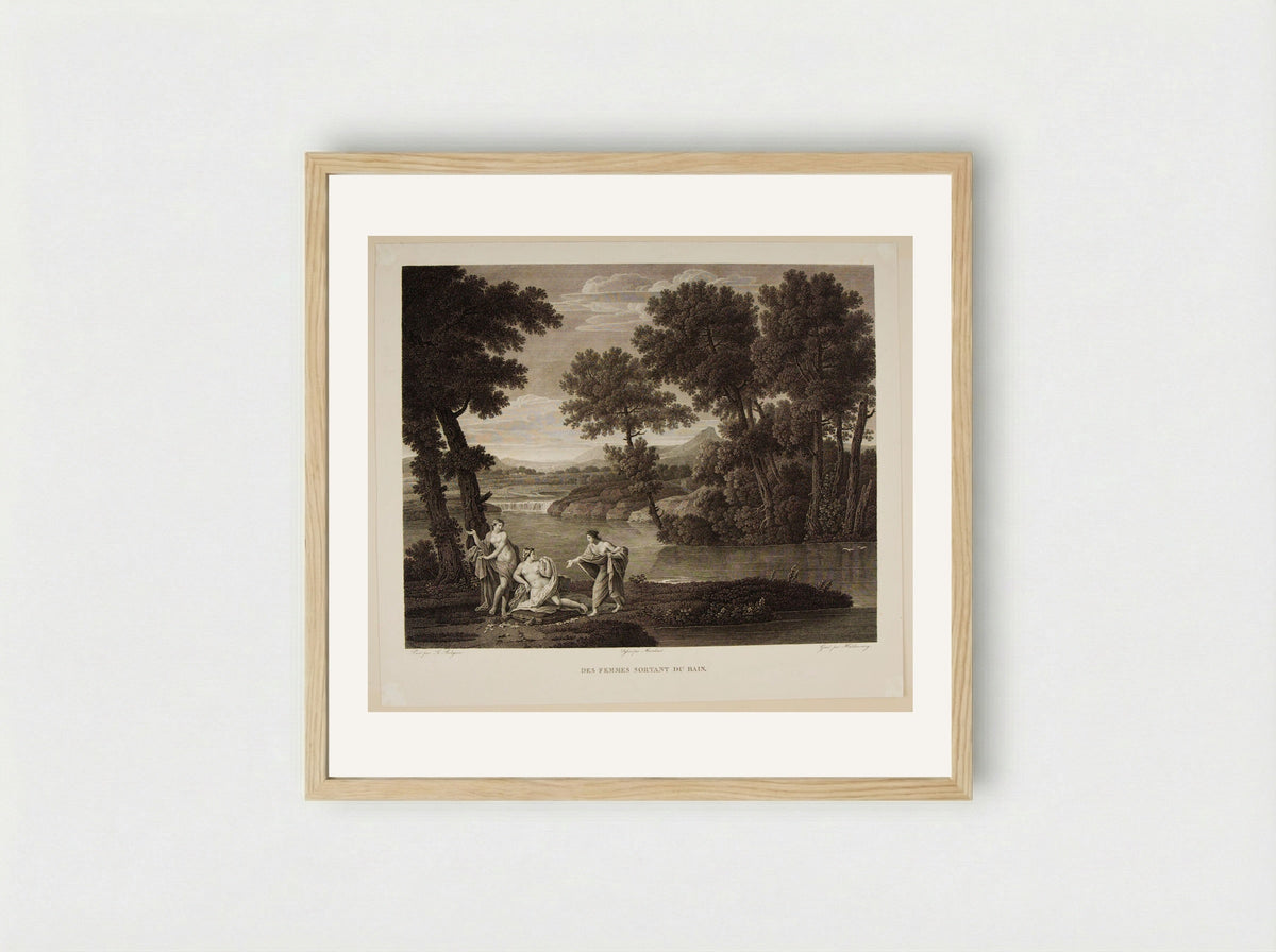Women Leaving the Bath - Christian Haldenwang - Framed Print Wood