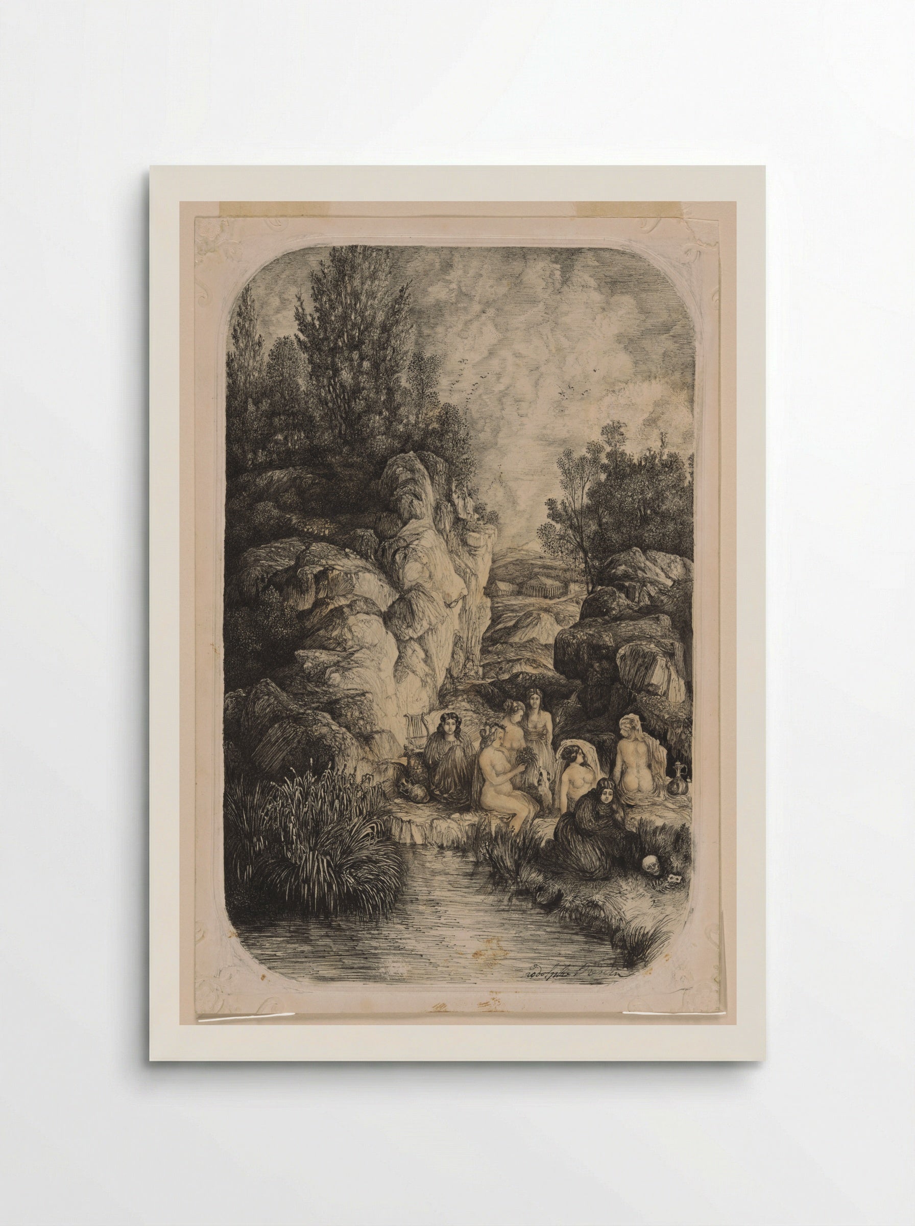 Women Near a Pool - Rodolphe Bresdin - Poster