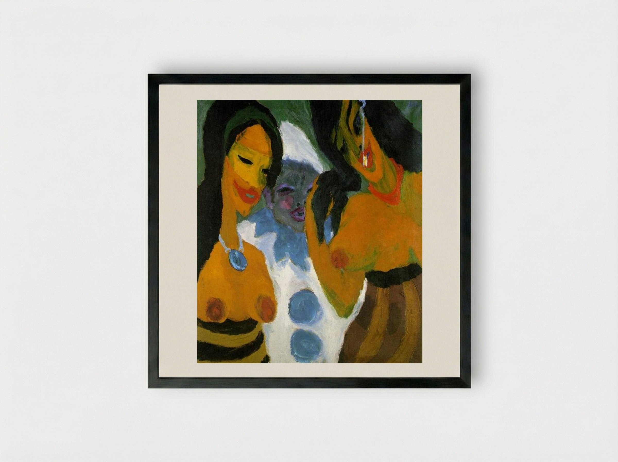 Women and Pierrot - Emil Nolde - Framed Print Black