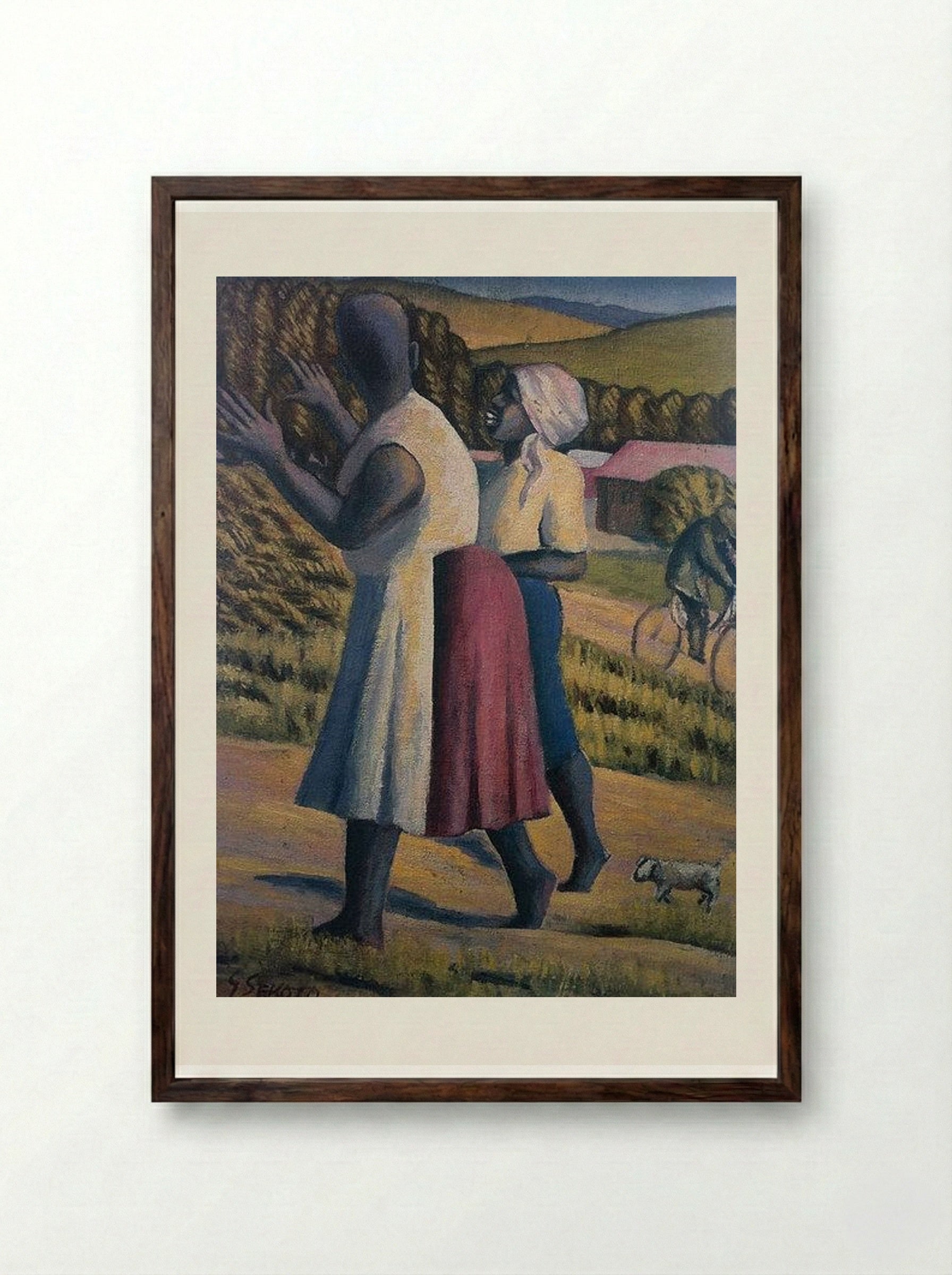 Women in the Country - Gerard Sekoto - Framed Print Dark Wood