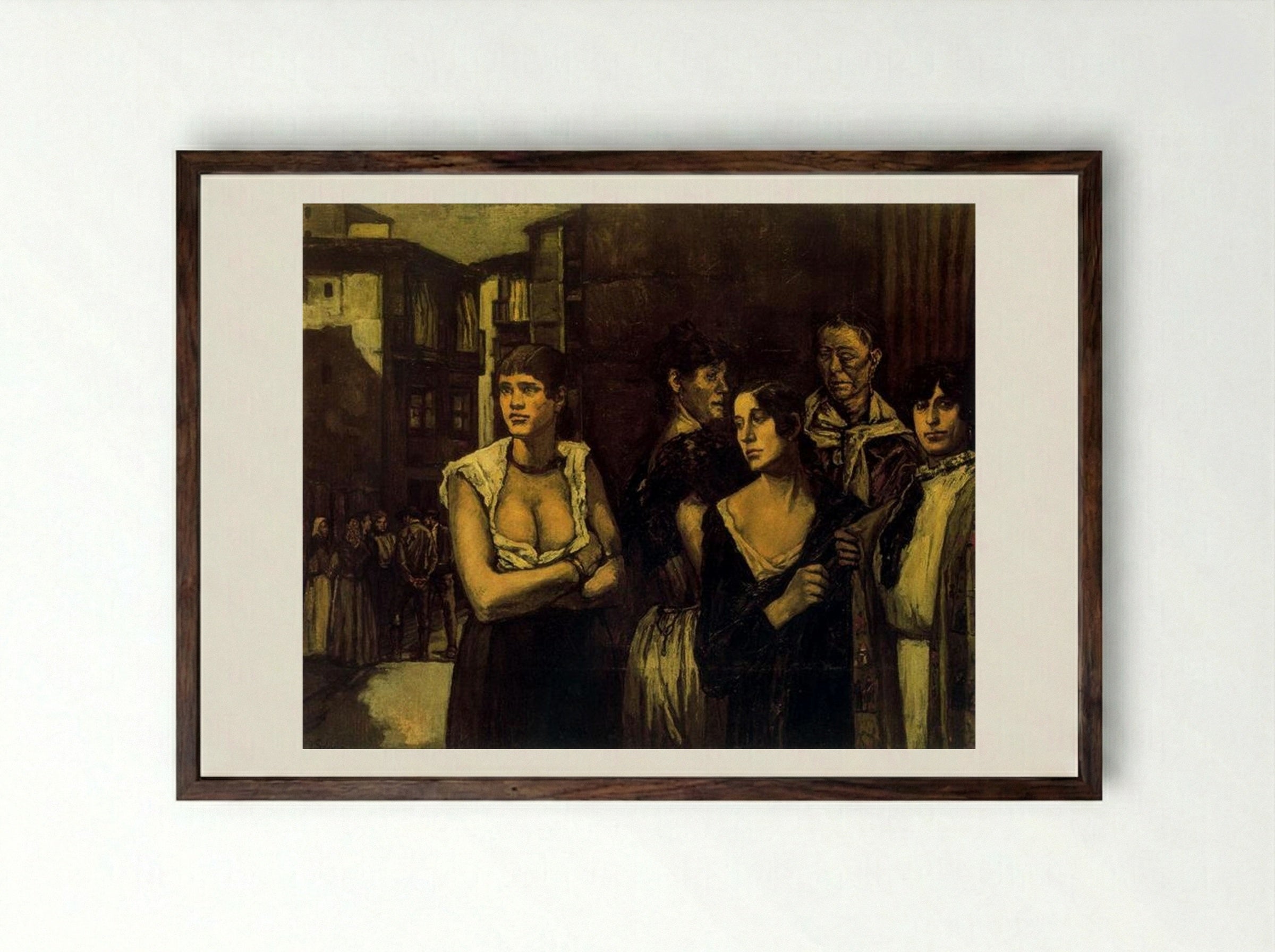 Women of Life - José Gutiérrez Solana - Framed Print Dark Wood