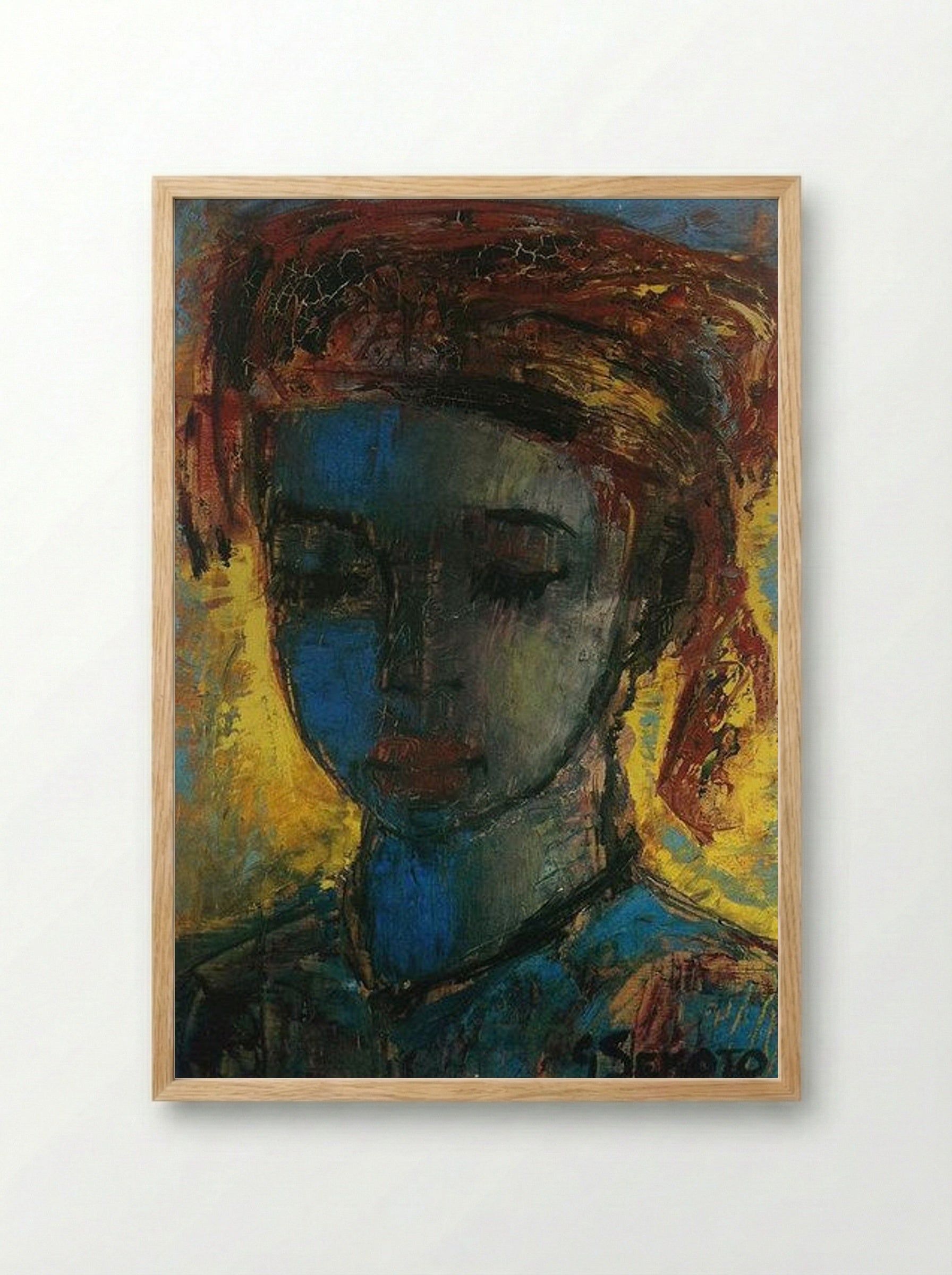 Women with Downcast Eyes - Gerard Sekoto - Framed Print Wood