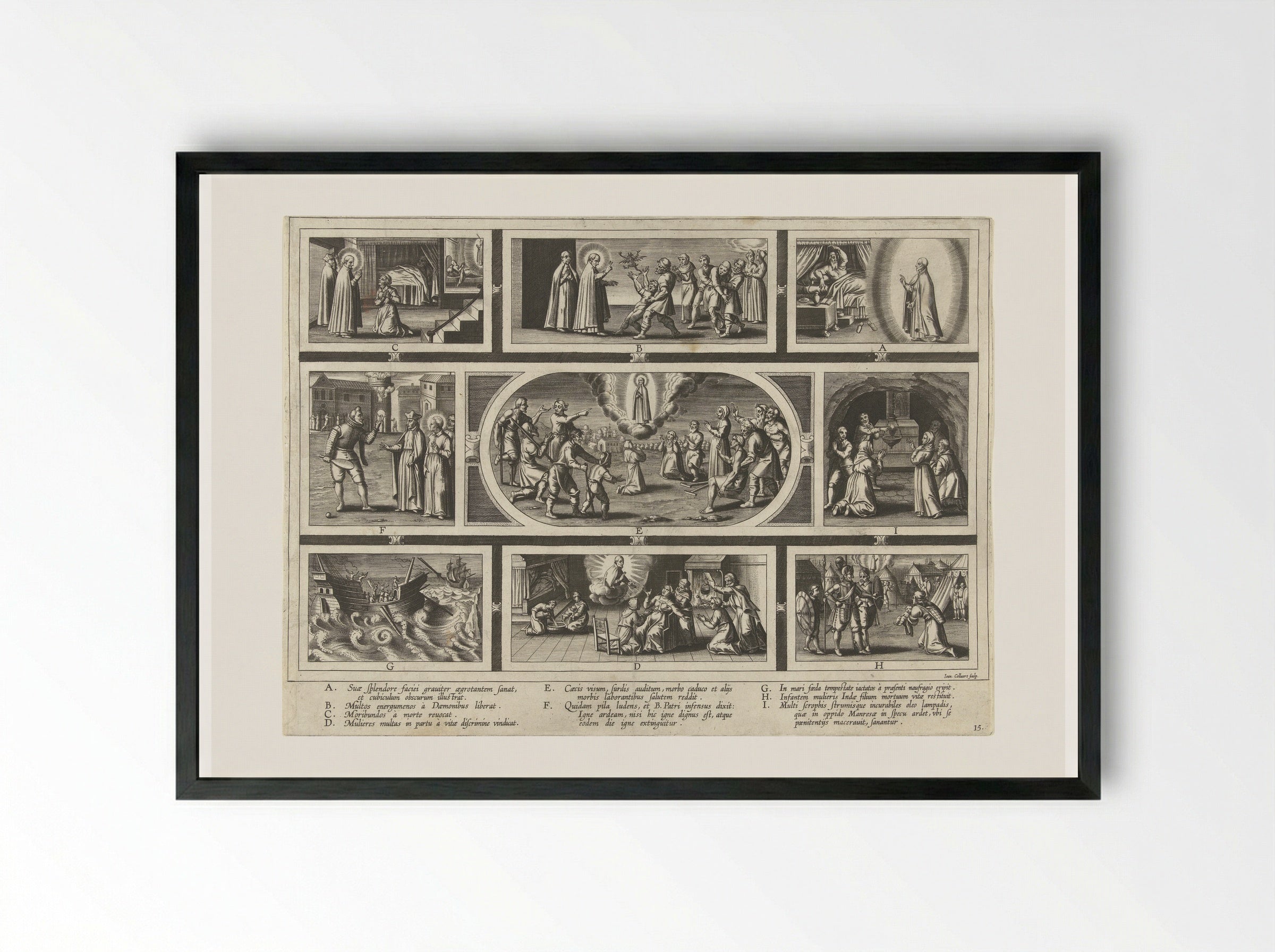 Wonderen van Ignatius - Theodoor Galle - Framed Print Black