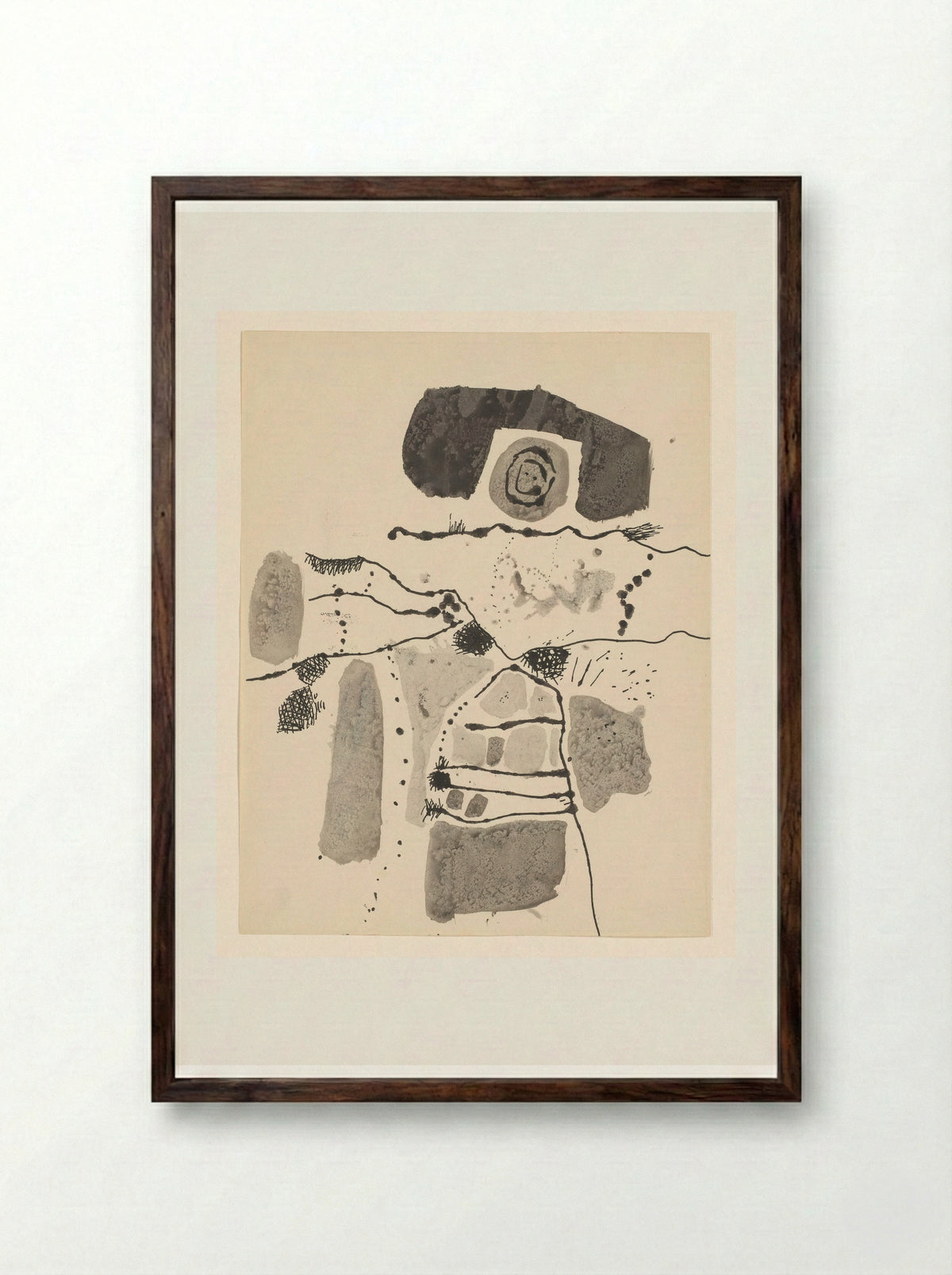 Wonen in de diepte I - Lucebert - Framed Print Dark Wood