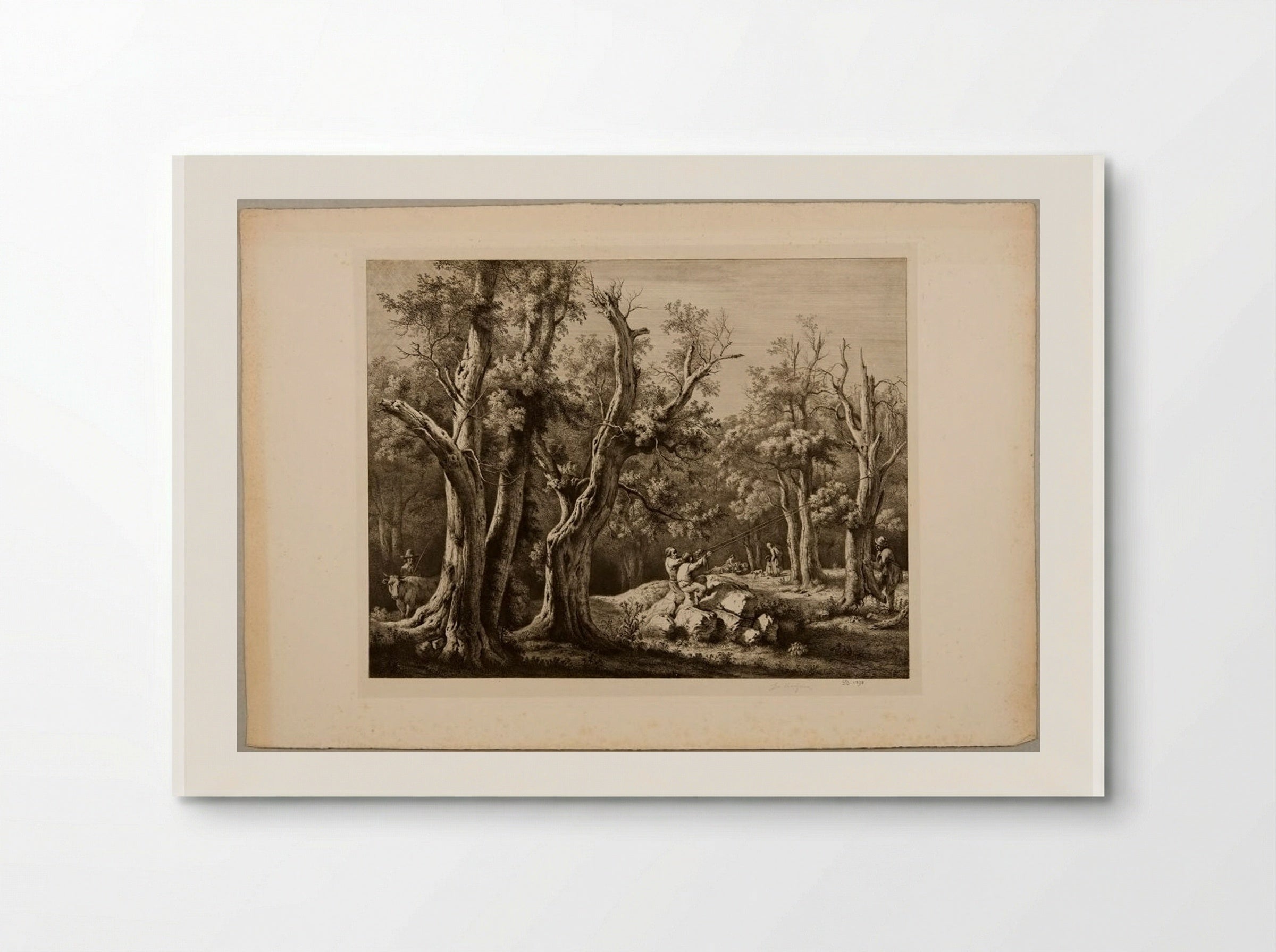 Wood-cutters Felling an Old Tree in the Forest - Jean-Jacques de Boissieu - Poster