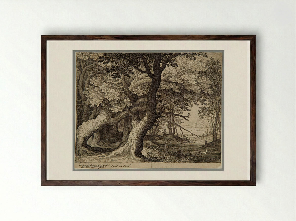 Wood with on the Right a Pool - Aegidius Sadeler II - Framed Print Dark Wood