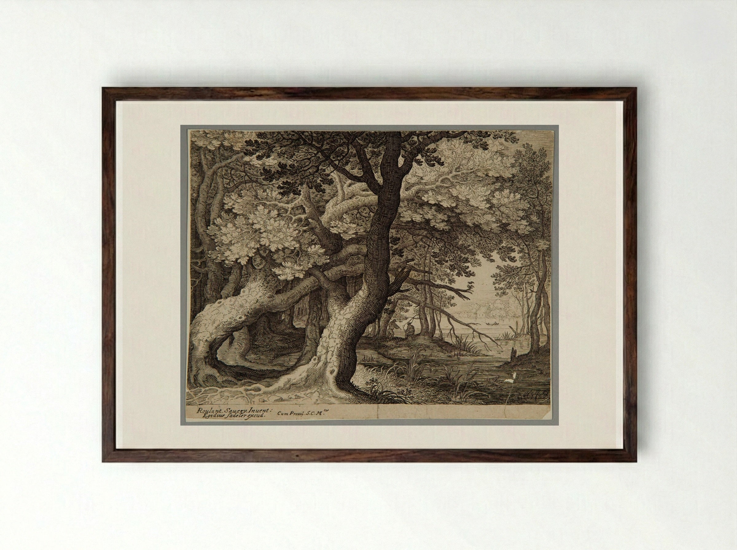 Wood with on the Right a Pool - Aegidius Sadeler II - Framed Print Dark Wood