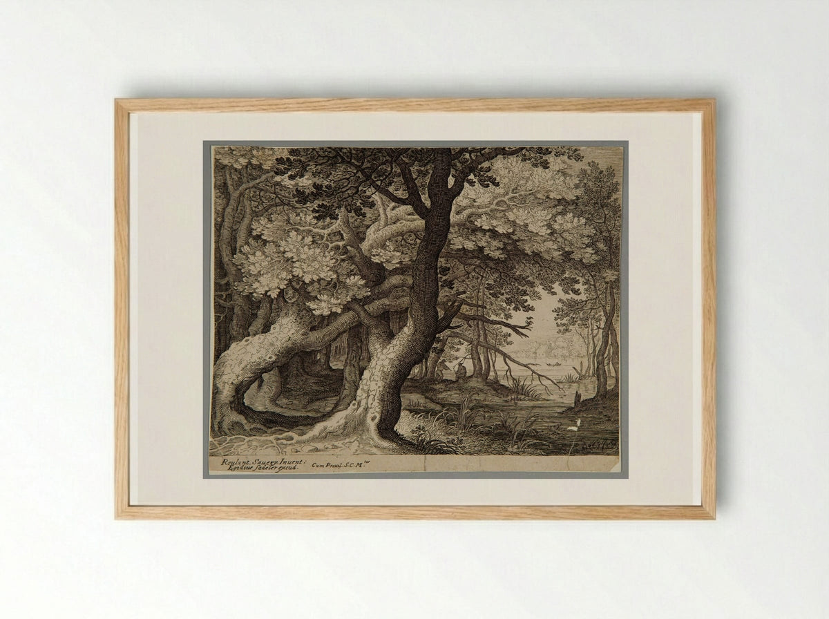Wood with on the Right a Pool - Aegidius Sadeler II - Framed Print Wood