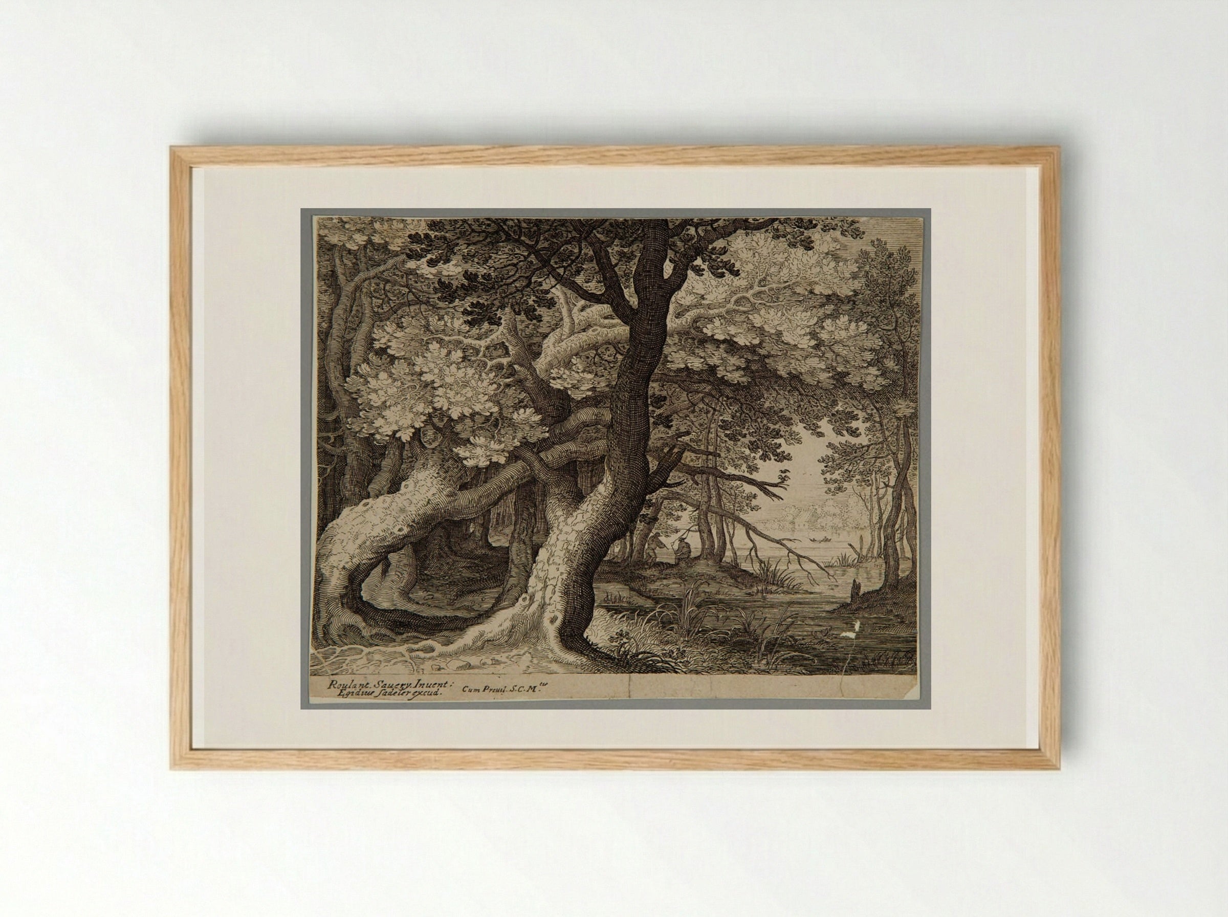 Wood with on the Right a Pool - Aegidius Sadeler II - Framed Print Wood