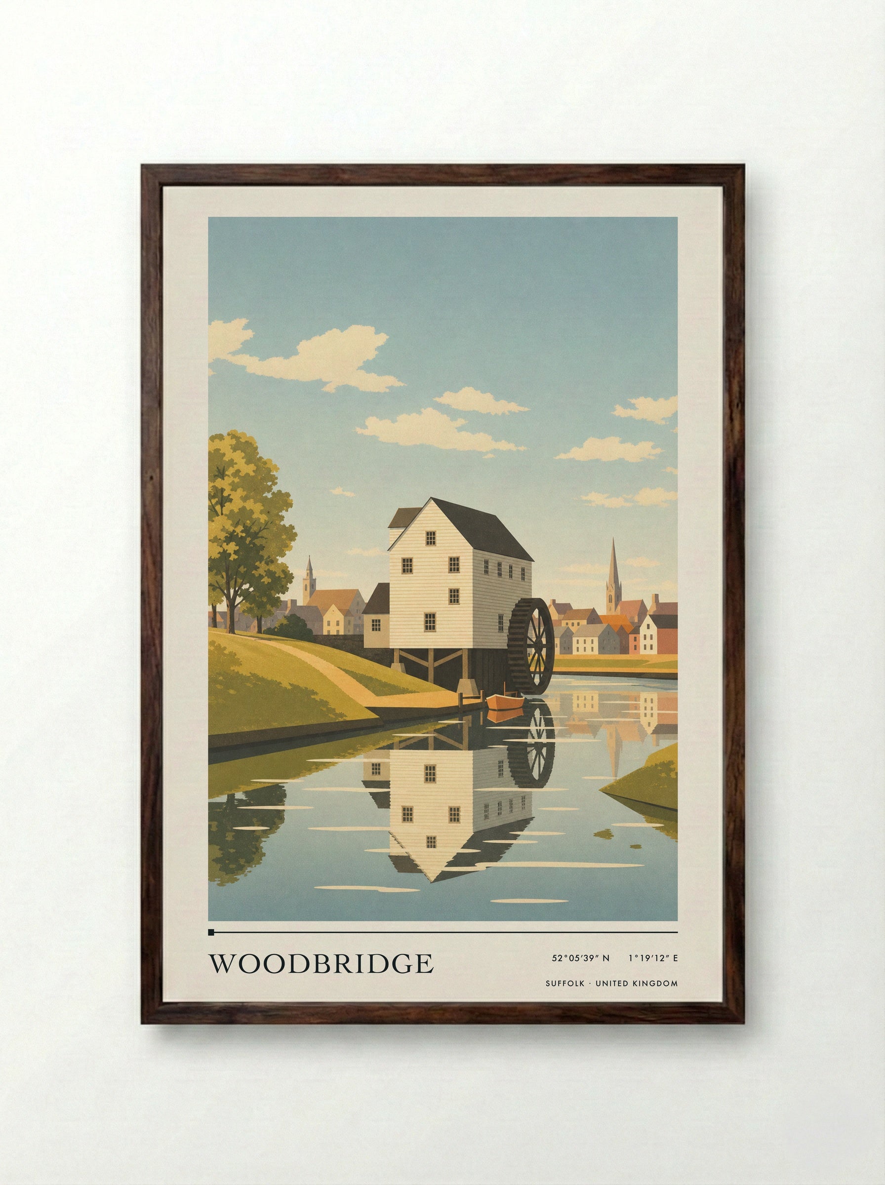 Woodbridge Suffolk United Kingdom Travel Poster - Framed Print Dark Wood