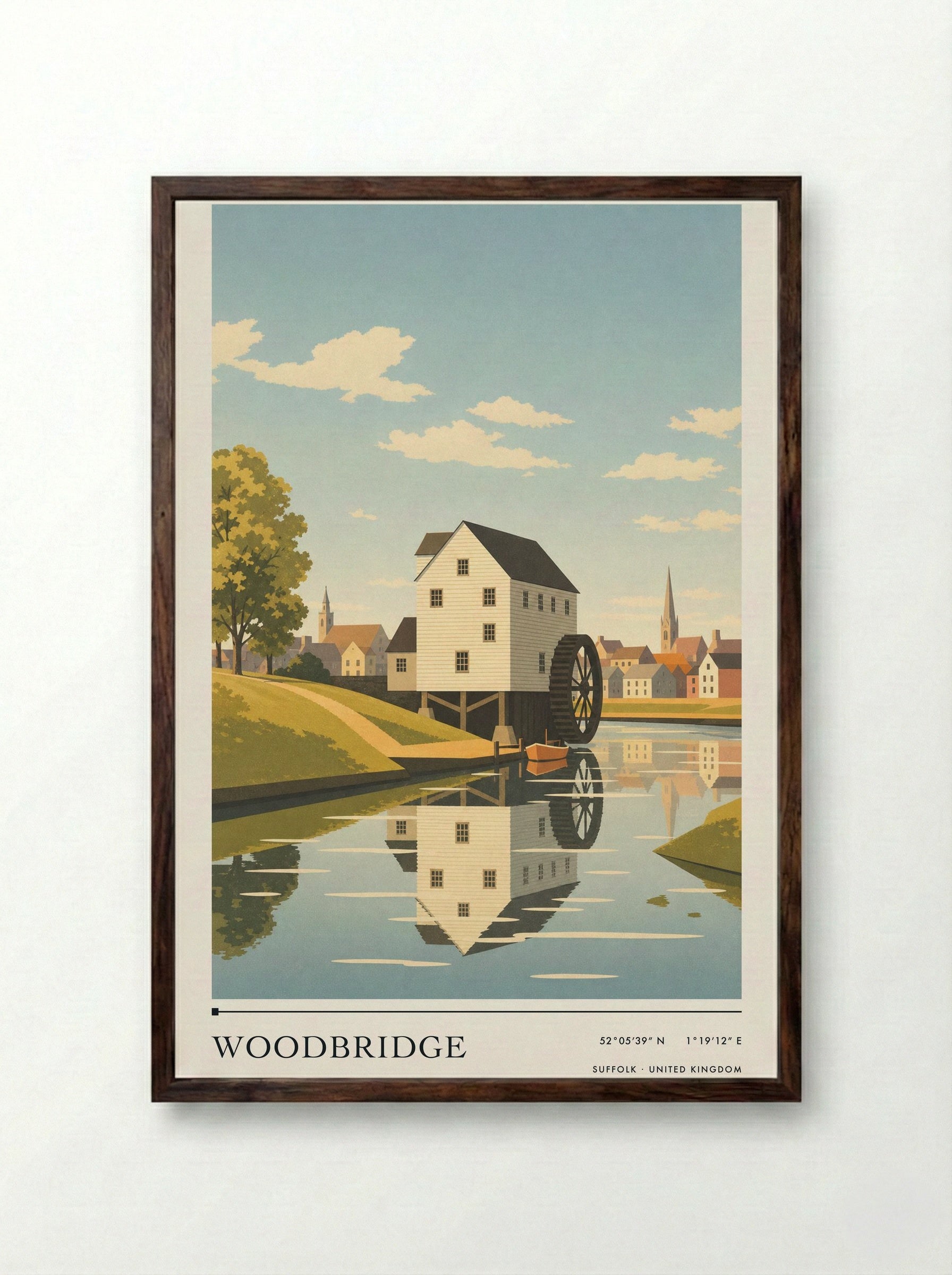 Woodbridge Suffolk United Kingdom Travel Poster - Framed Print Dark Wood