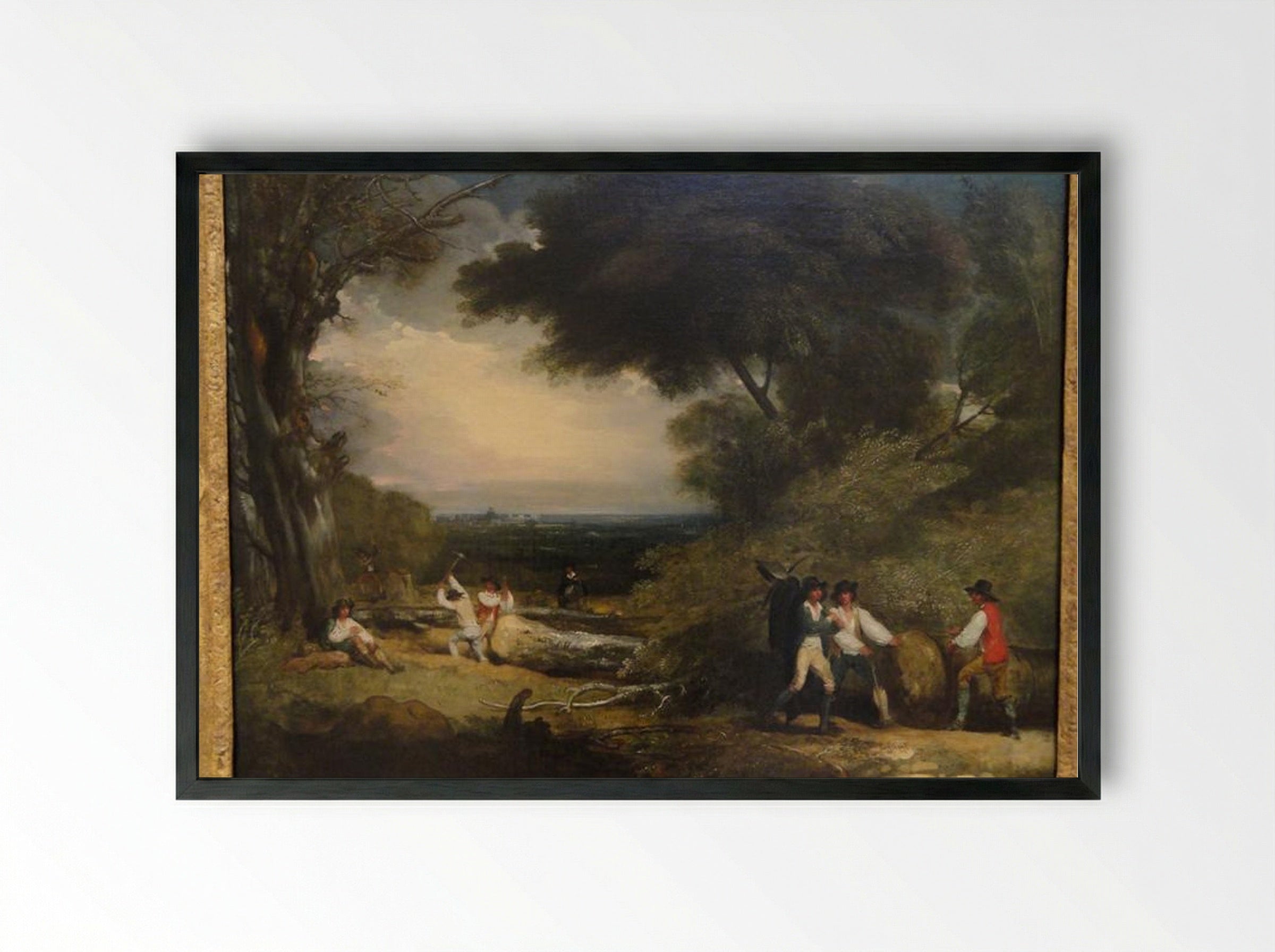 Woodcutters in Windsor Park - Benjamin West - Framed Print Black