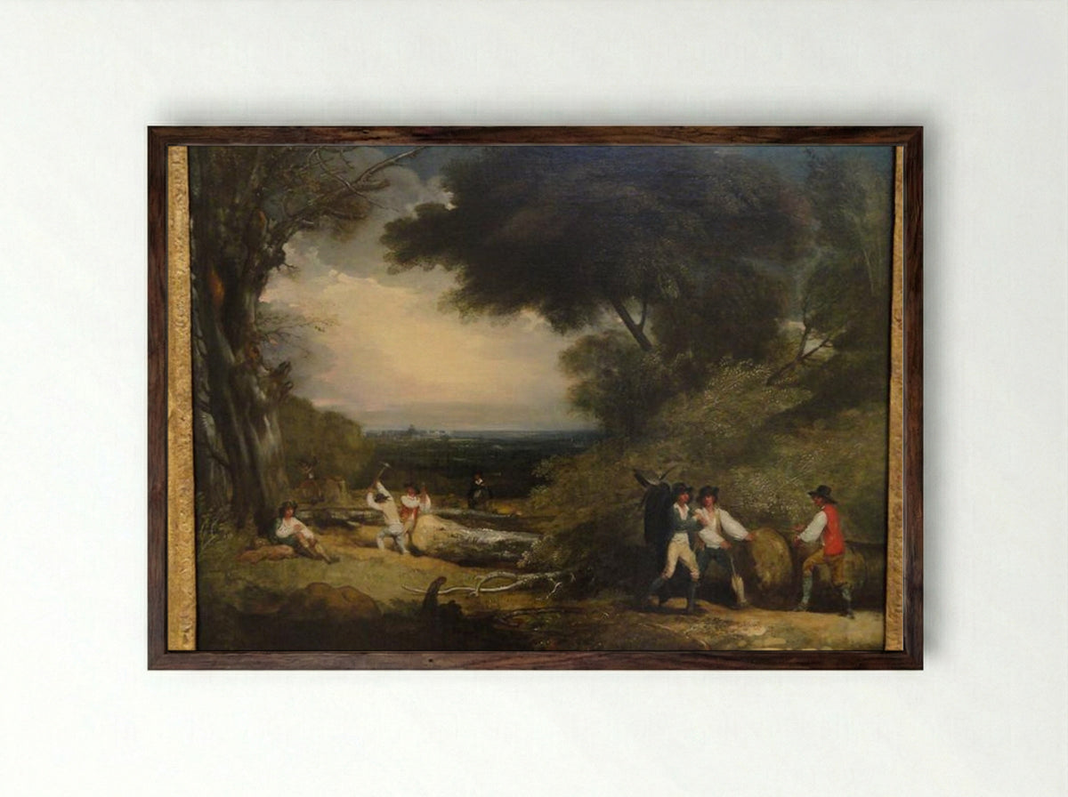 Woodcutters in Windsor Park - Benjamin West - Framed Print Dark Wood