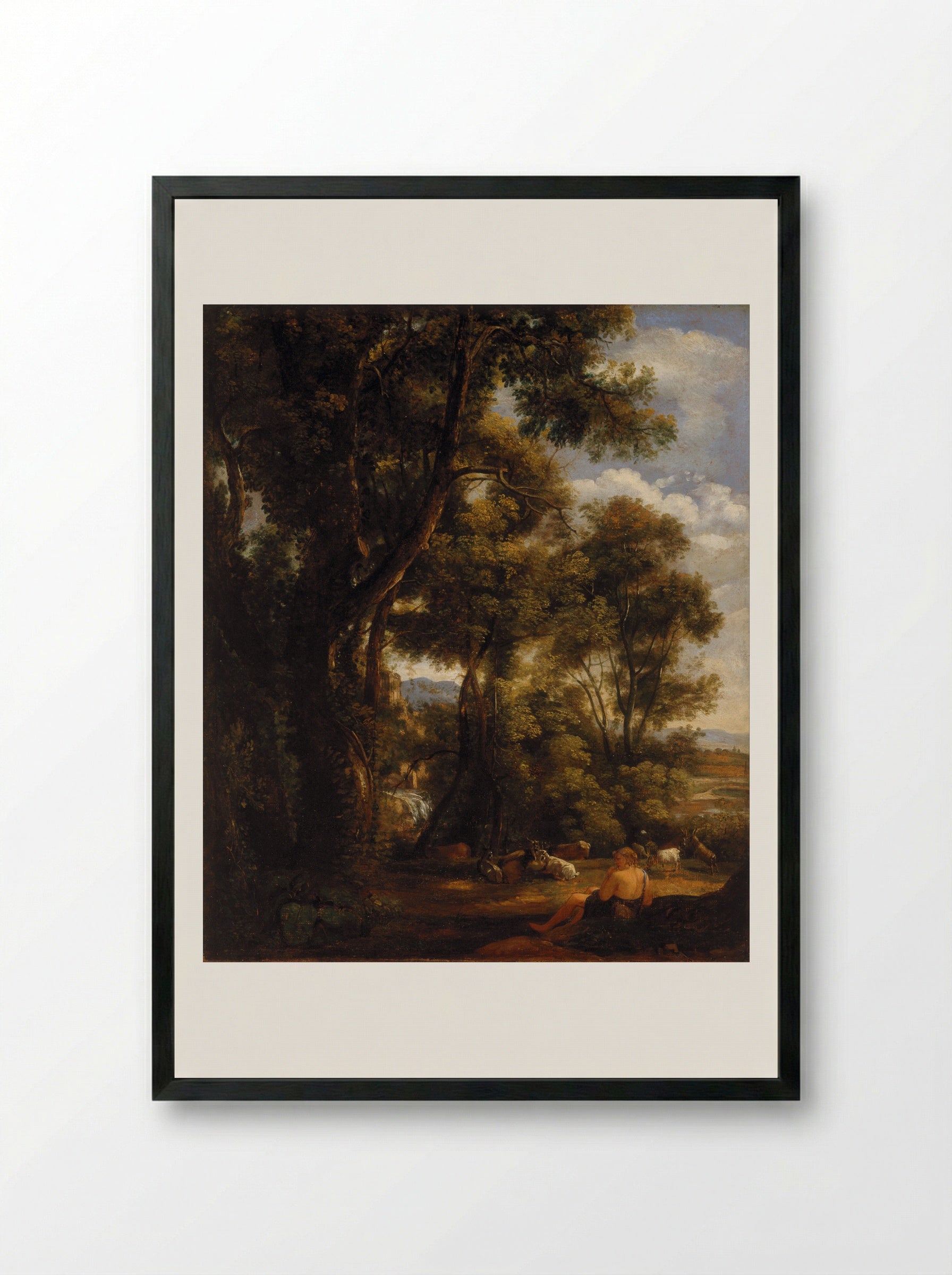 Wooded Landscape with Goatherd - John Constable - Framed Print Black
