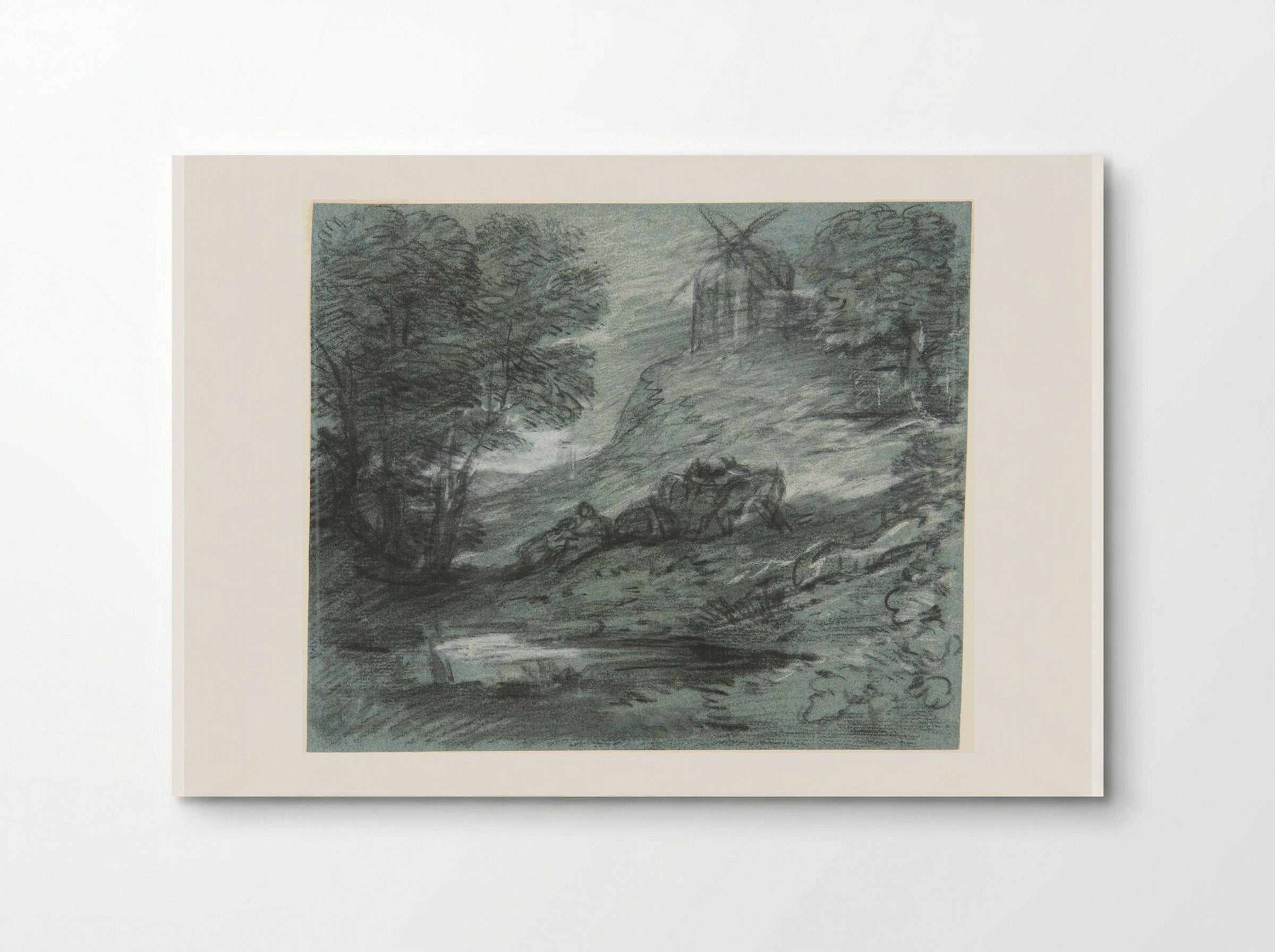 Wooded Landscape with Rustic Lovers, Packhorses and Windmill - Thomas Gainsborough - Poster